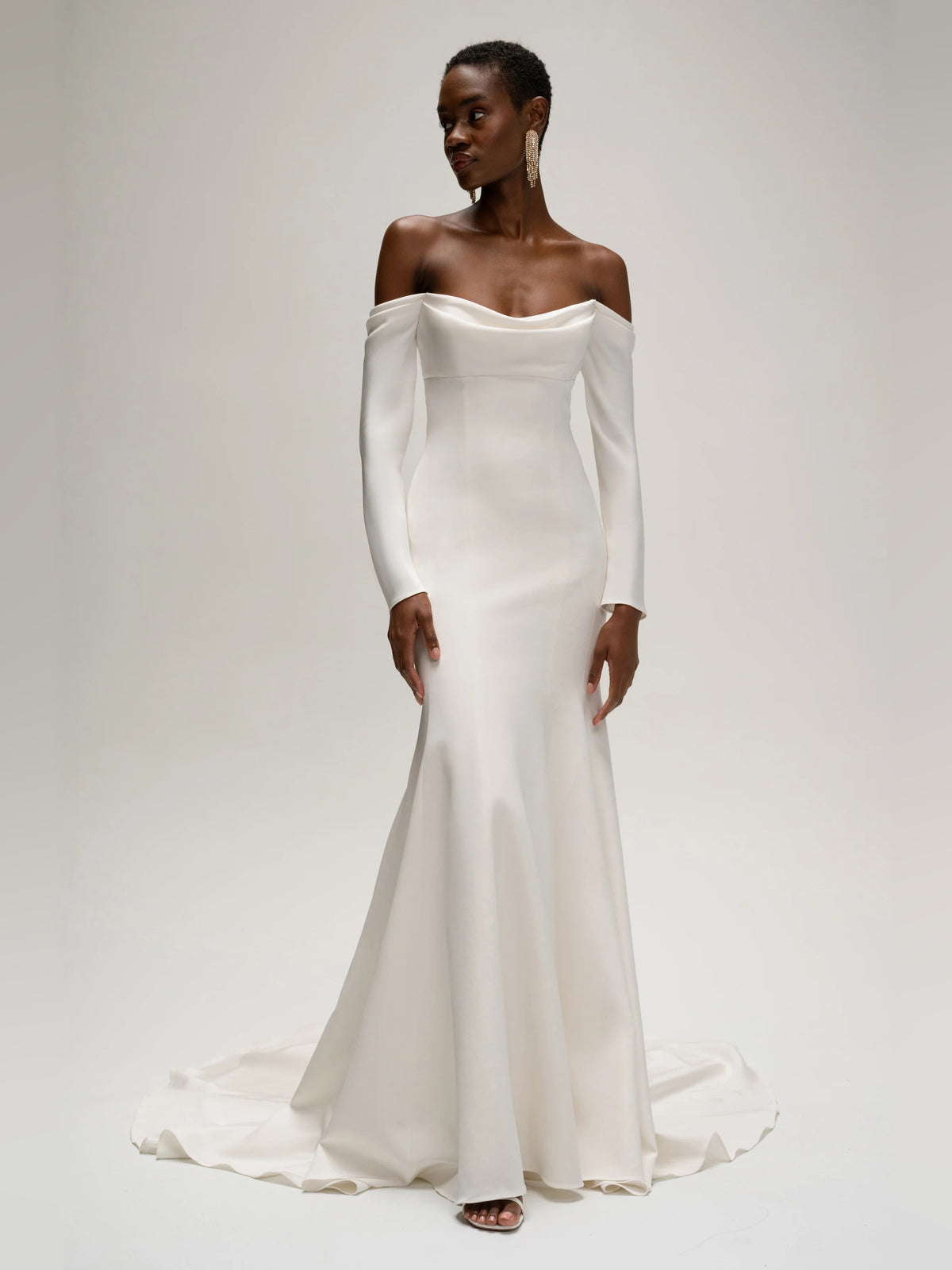 Draped Cowl Neck Fit-and-Flare Floor-Length Formal Dress for Destination Wedding