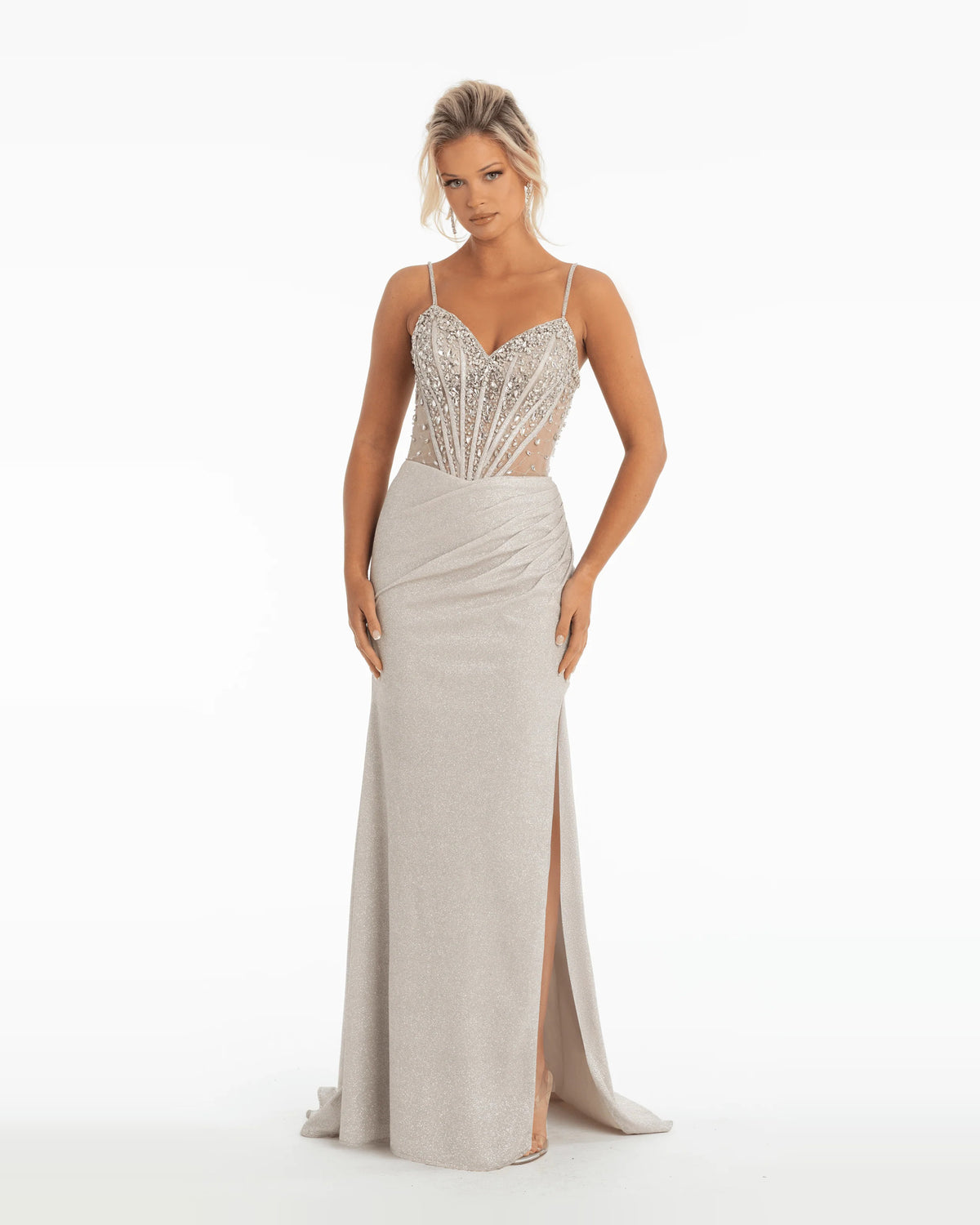 Corset Side-Slit Sweetheart Column Maxi Prom Dress for Evening Ceremony