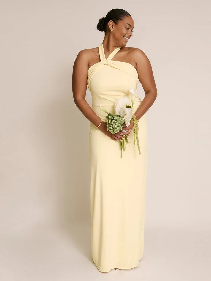 Halter Neck Sheath Floor-Length Bridesmaid Dress for Destination Wedding
