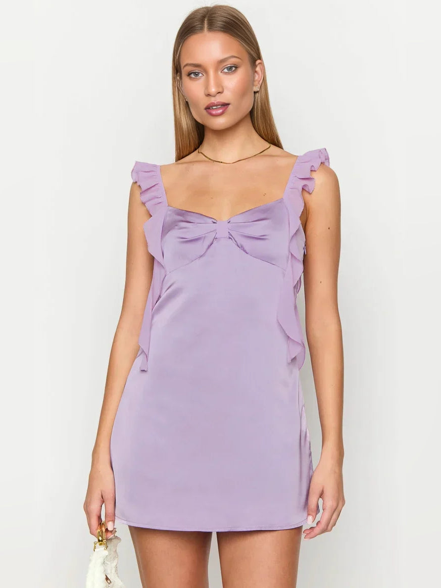 Ruffled Bow Sweetheart A-Line Mini Homecoming Dress for Concert Evening