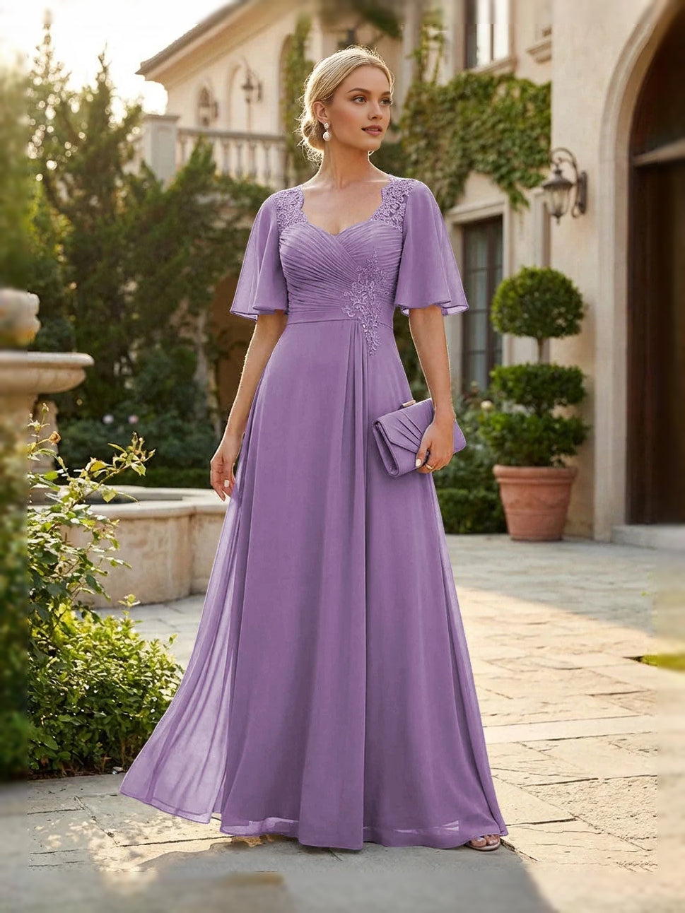 Ruched Draped Sweetheart A-Line Floor-Length Chiffon Mother of the Bride Dress for Formal Dinner