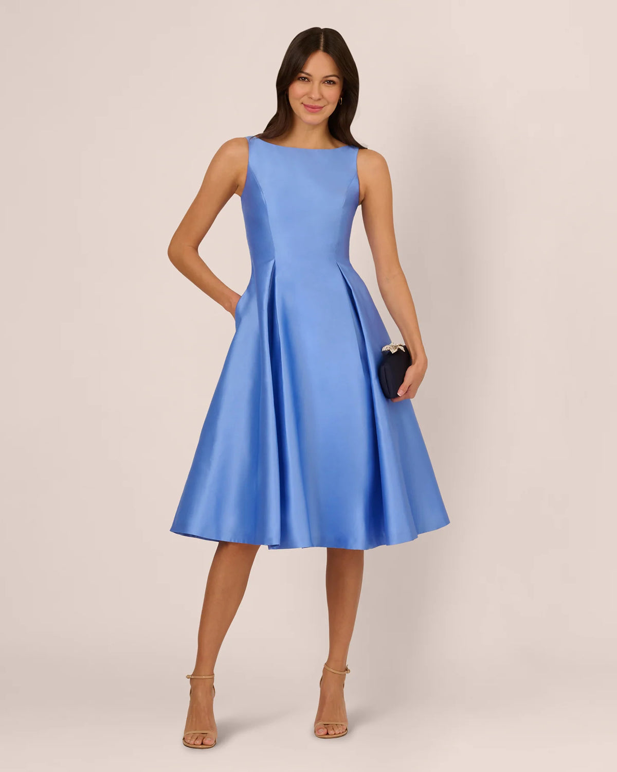 Sleeveless Fit-and-Flare Midi Mother of the Bride Dress for Reception Dinner