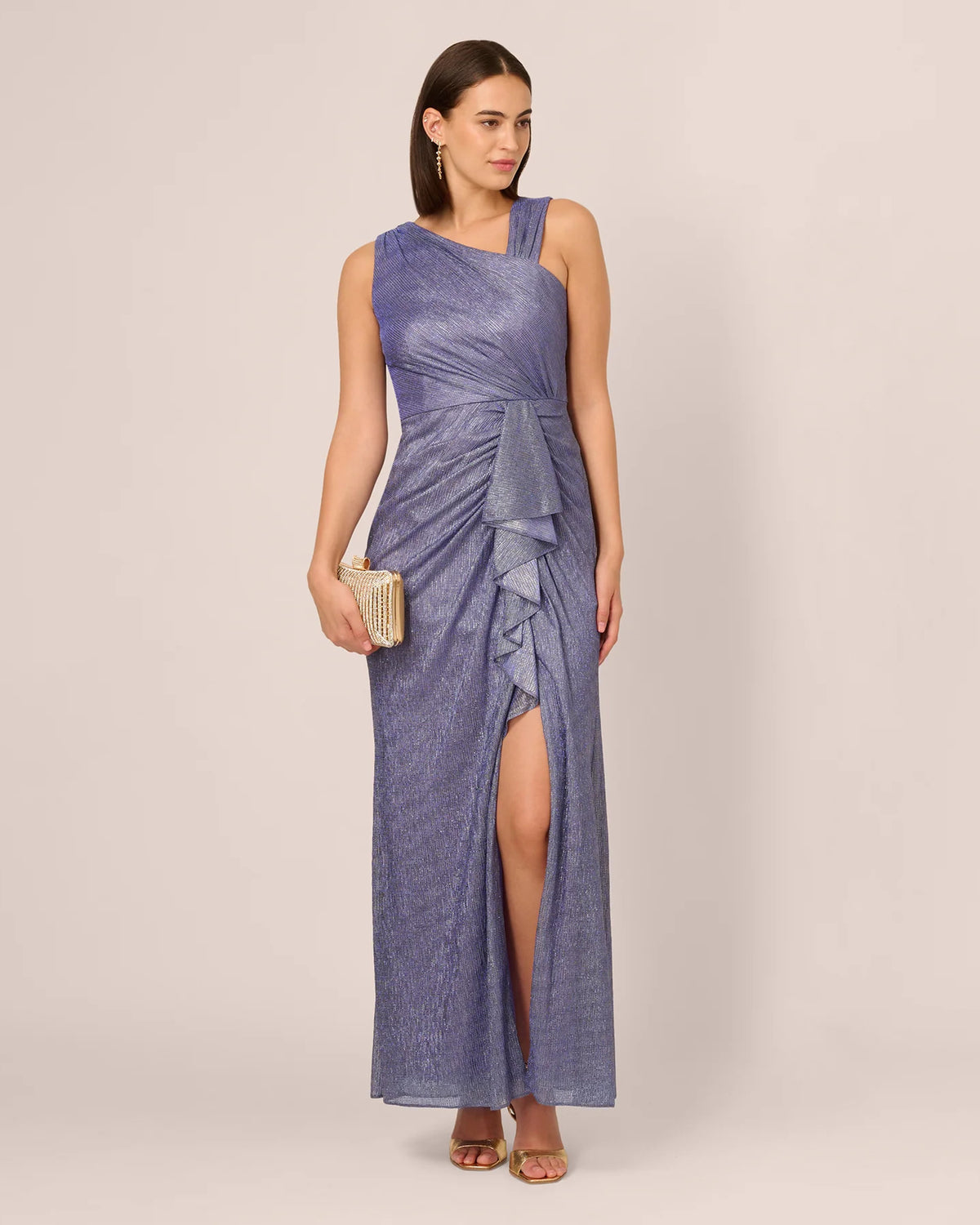 Draped A-Line Maxi Mother of the Bride Dress for Wedding Celebration