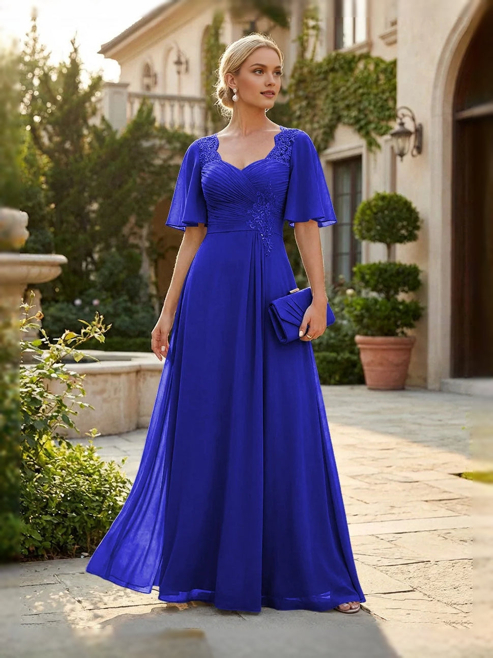 Ruched Draped Sweetheart A-Line Floor-Length Chiffon Mother of the Bride Dress for Formal Dinner