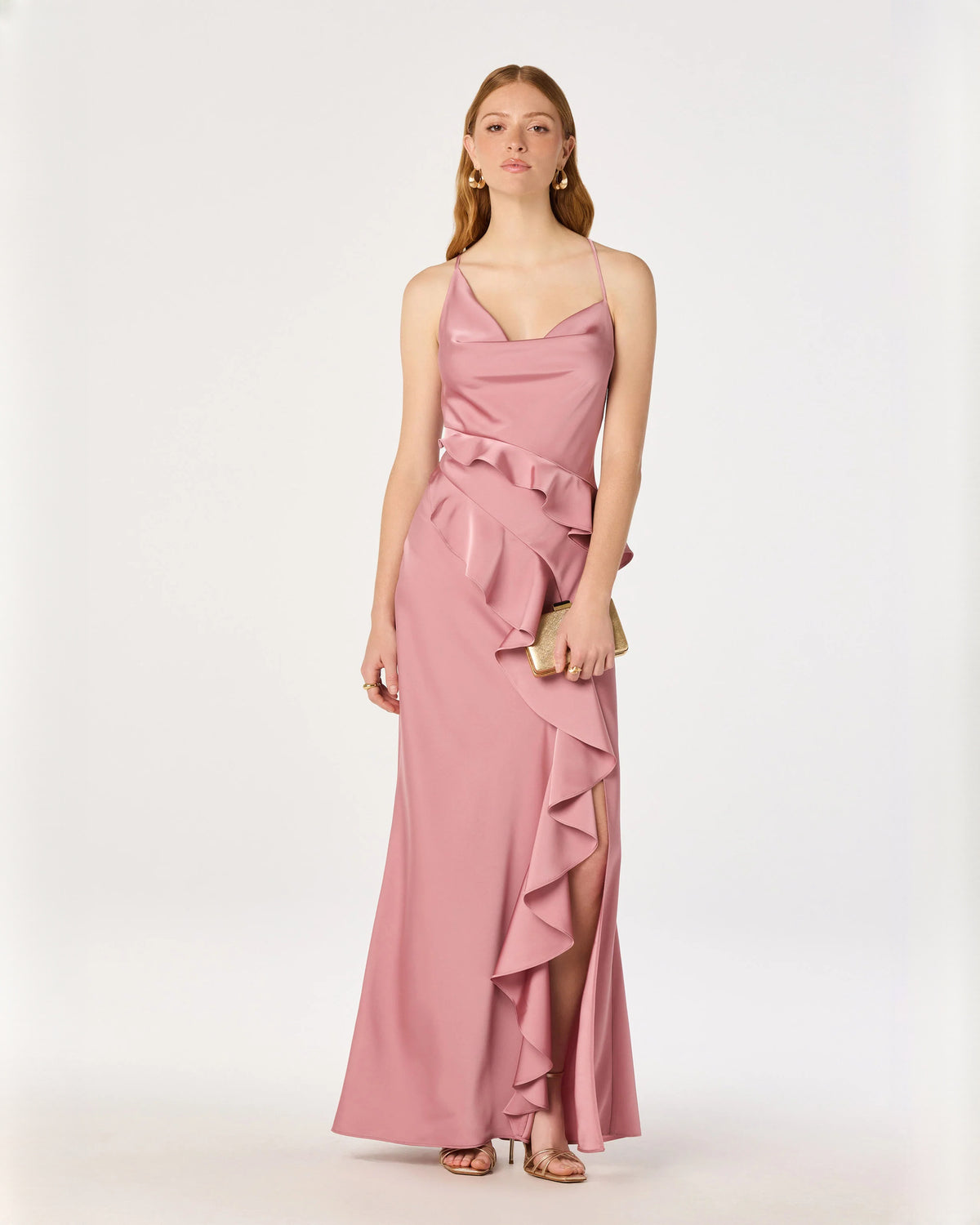 Graceful Wedding Party Sleeveless Structured Satin A-Line Maxi Bridesmaid Dress
