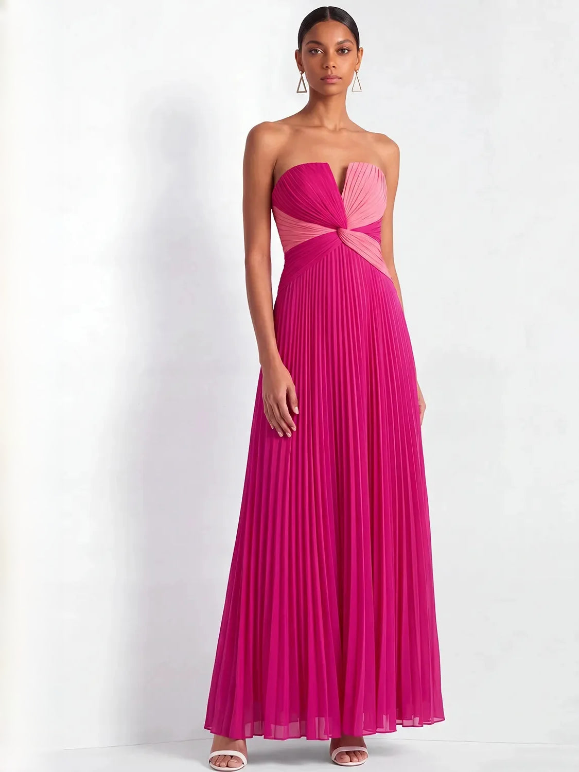 Pleated Sweetheart A-Line Maxi Chiffon Bridesmaid Dress for Wedding Ceremony