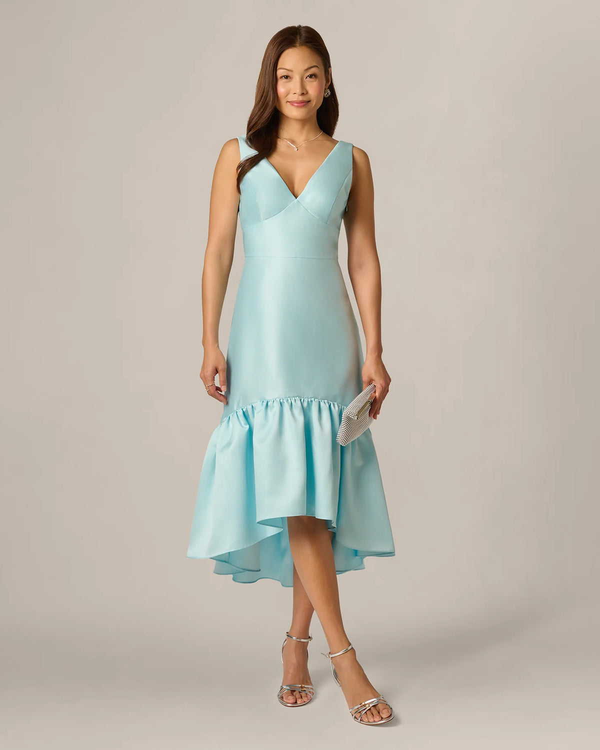 Ruffle A-Line Midi Mother of the Bride Dress for Bridal Luncheon
