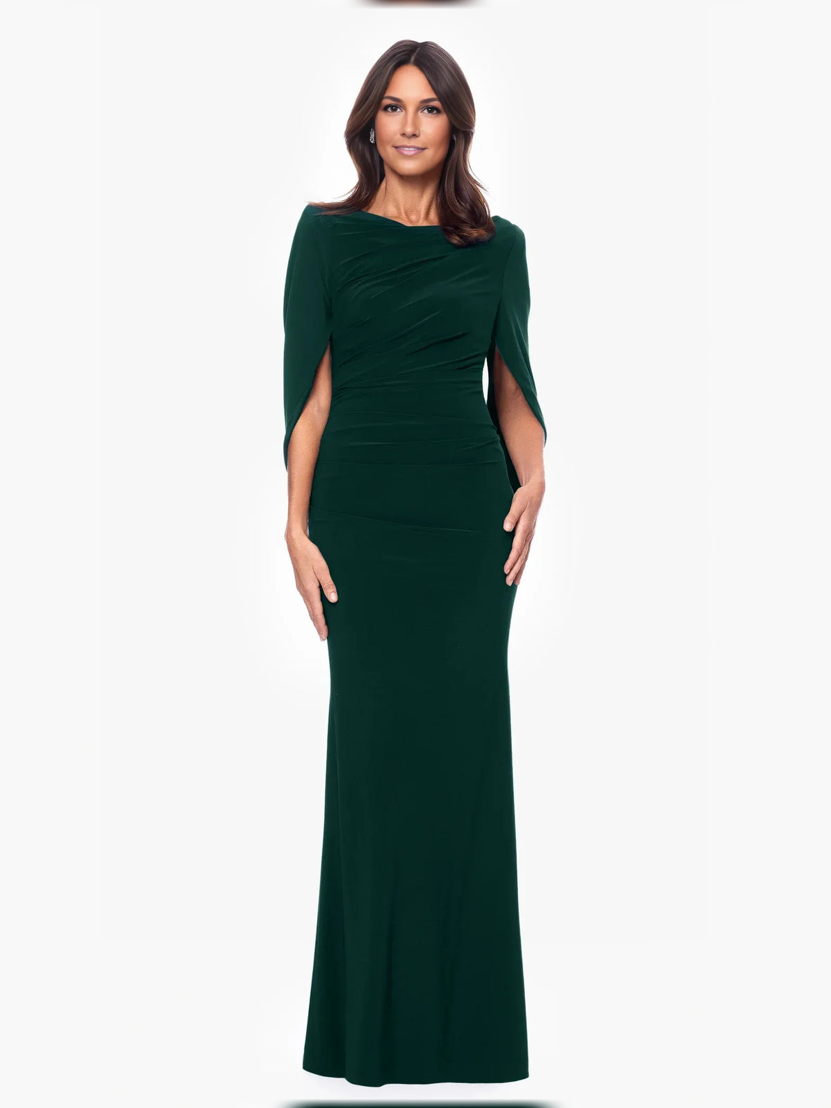 Draped Off Shoulder Mermaid Floor-Length Mother of the Bride Dress for Reception Dinner