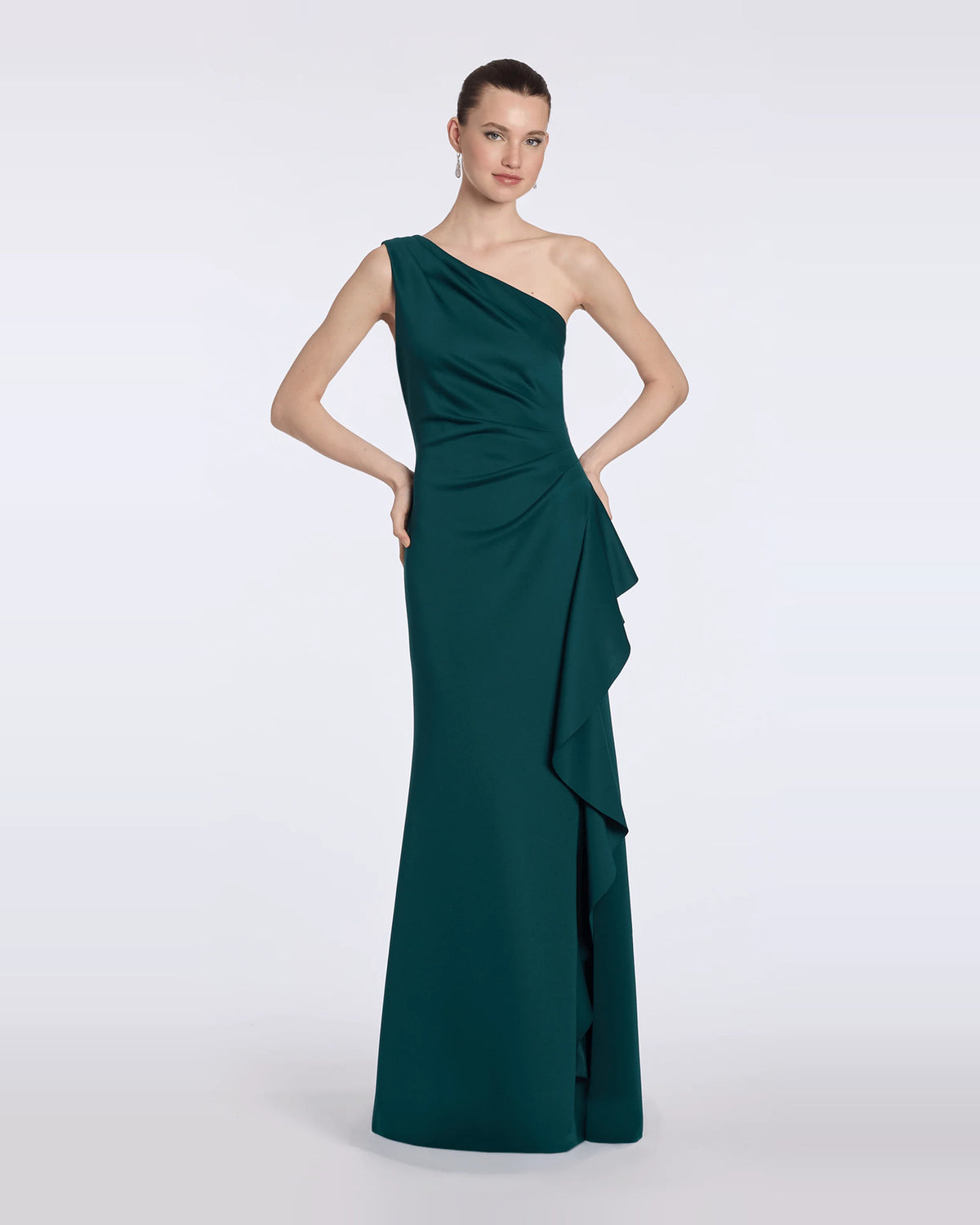 Ruched Draped One Shoulder Trumpet Maxi Prom Dress for Gala