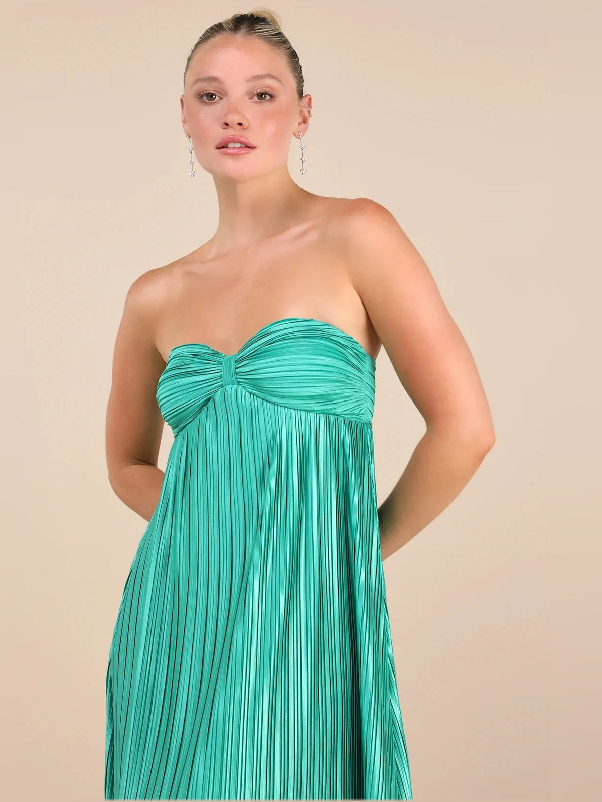 Ruched Pleated Sweetheart Column Maxi Satin Bridesmaid Dress for Wedding Ceremony