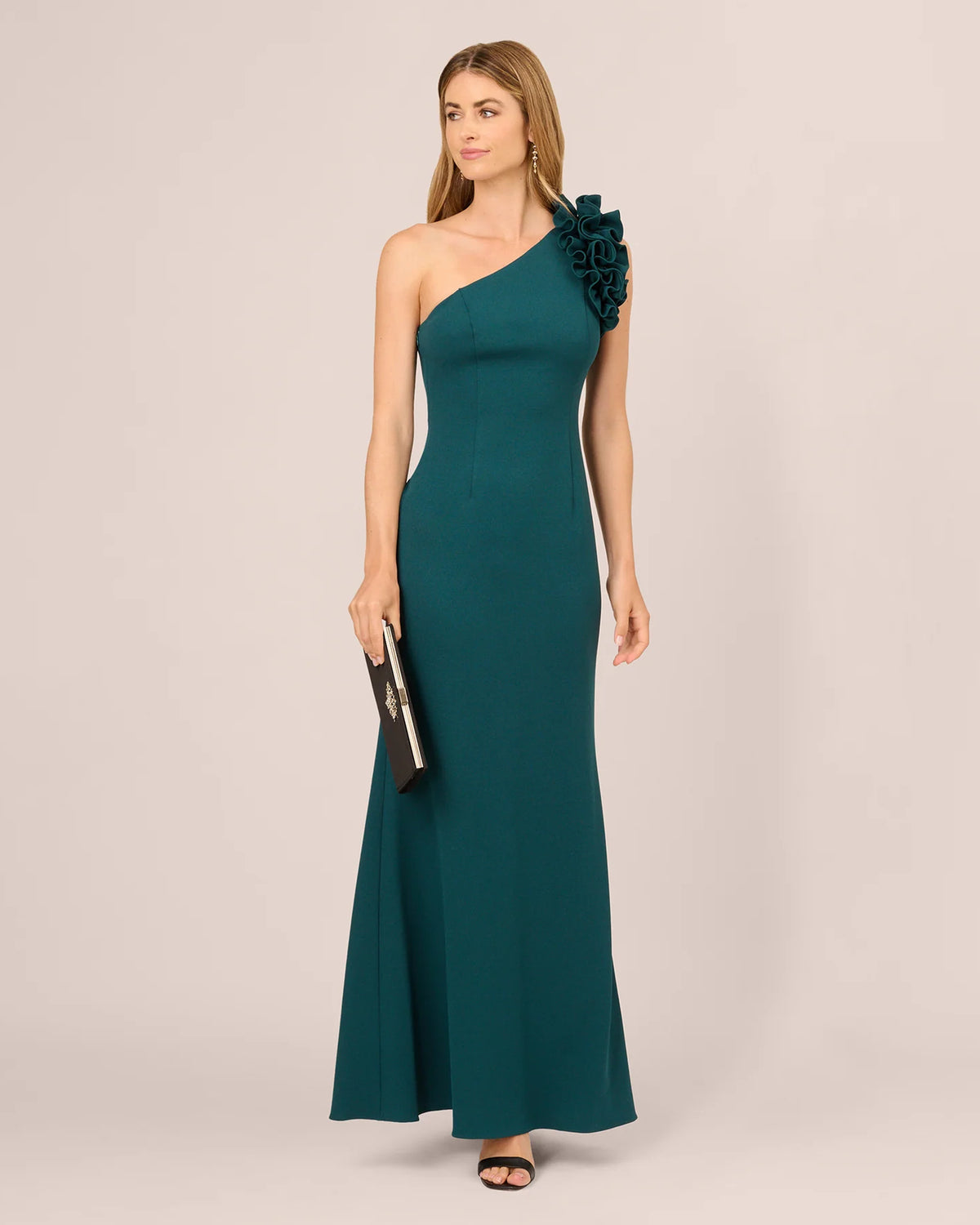 Ruffle One-Shoulder Mermaid Maxi Mother of the Bride Dress for Evening Wedding