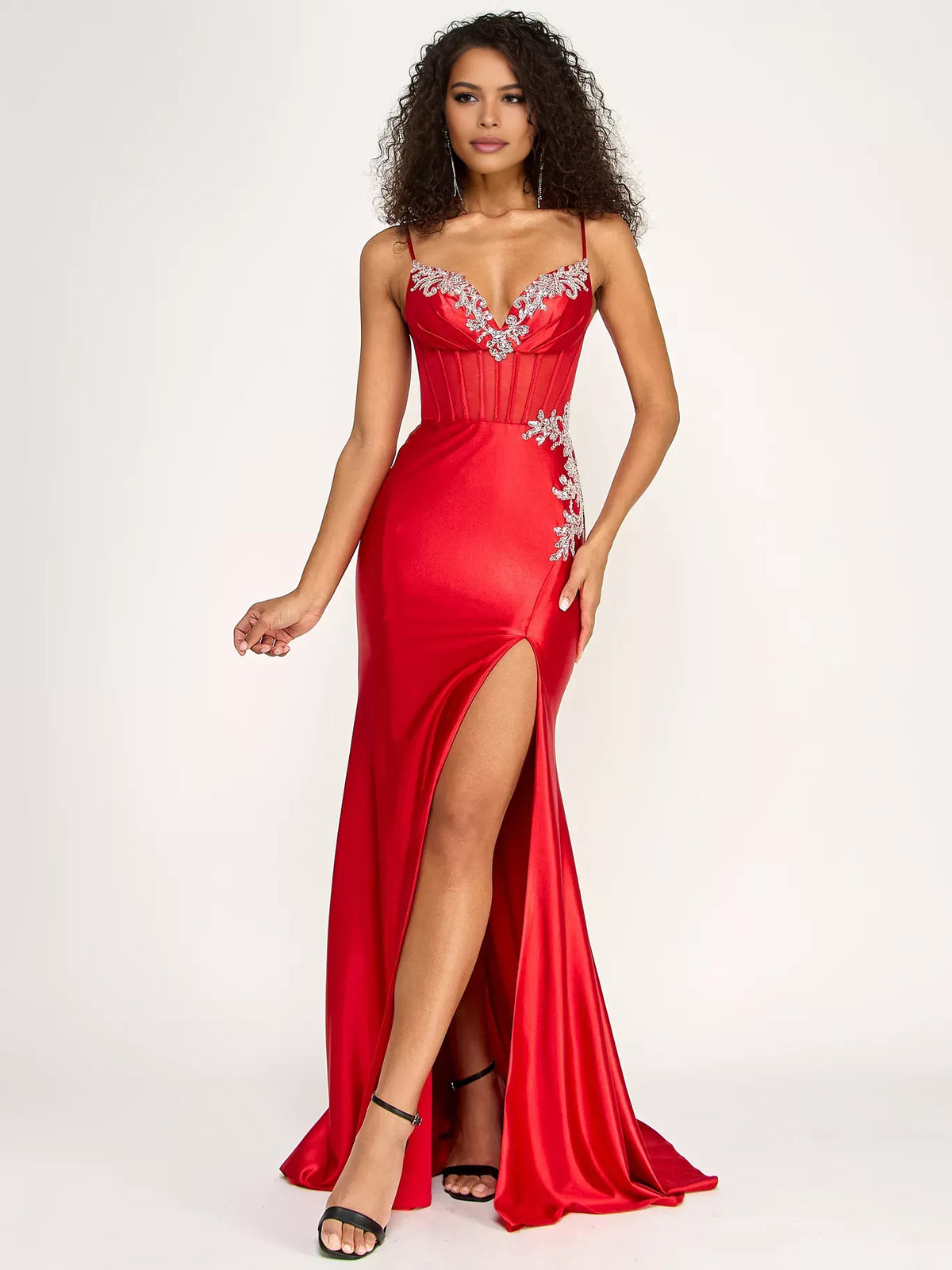 V Neck Corset Ruching Floor-Length Glamorous Formal Dress