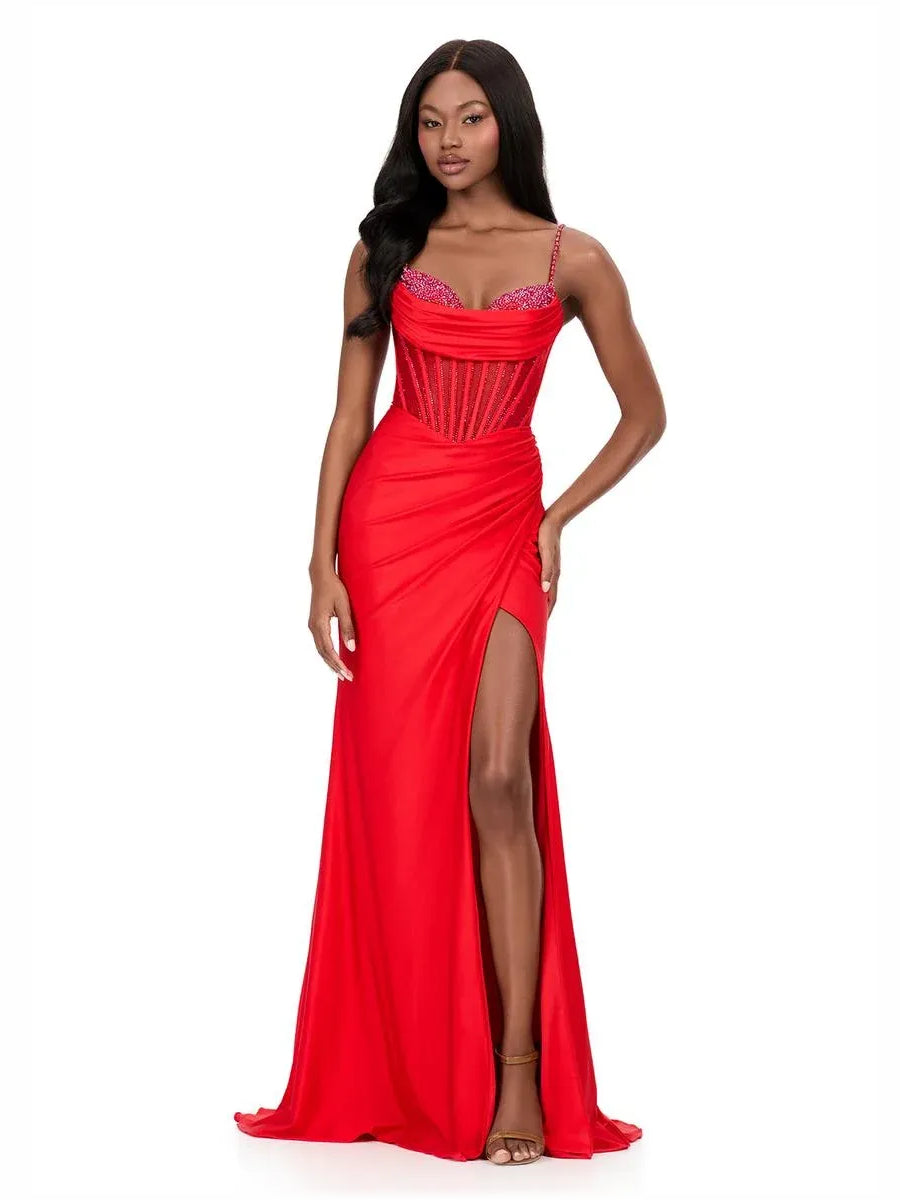 Sweetheart Spaghetti Strap Corset Floor-Length Mermaid Formal Dress
