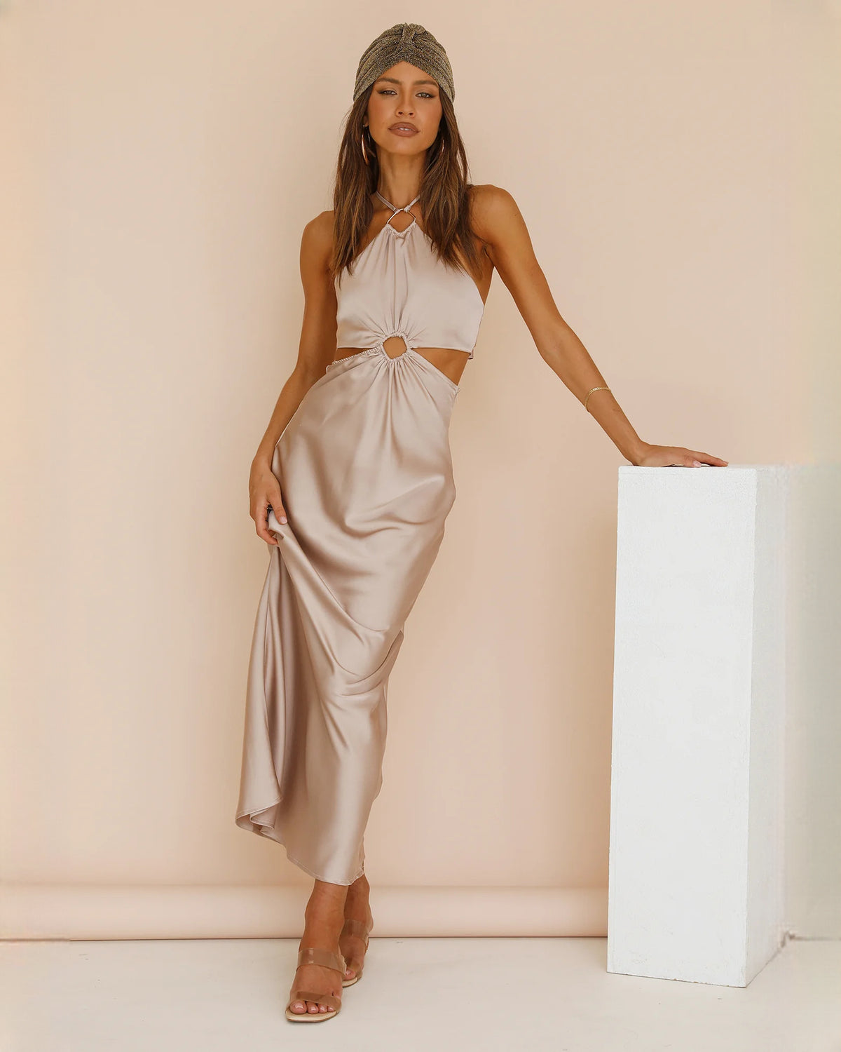 Elegant Destination Wedding Reception Sleeveless Satin A-Line Maxi Bridesmaid Dress