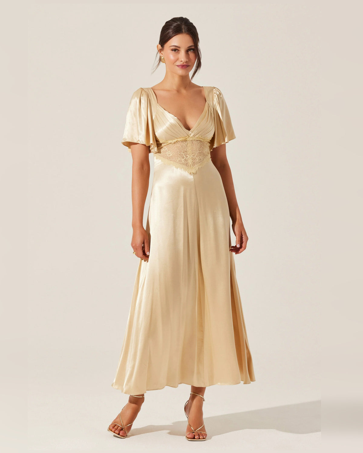 V-Neck A-Line Midi Formal Dress for College Formal