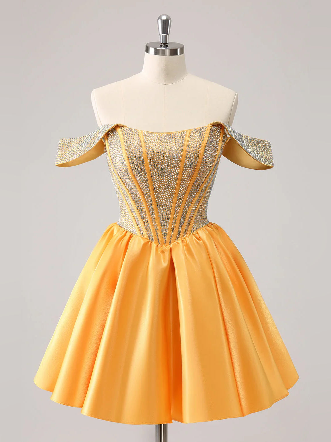 Draped Corset Off Shoulder A-Line Mini Satin Homecoming Dress for Vineyard Wedding