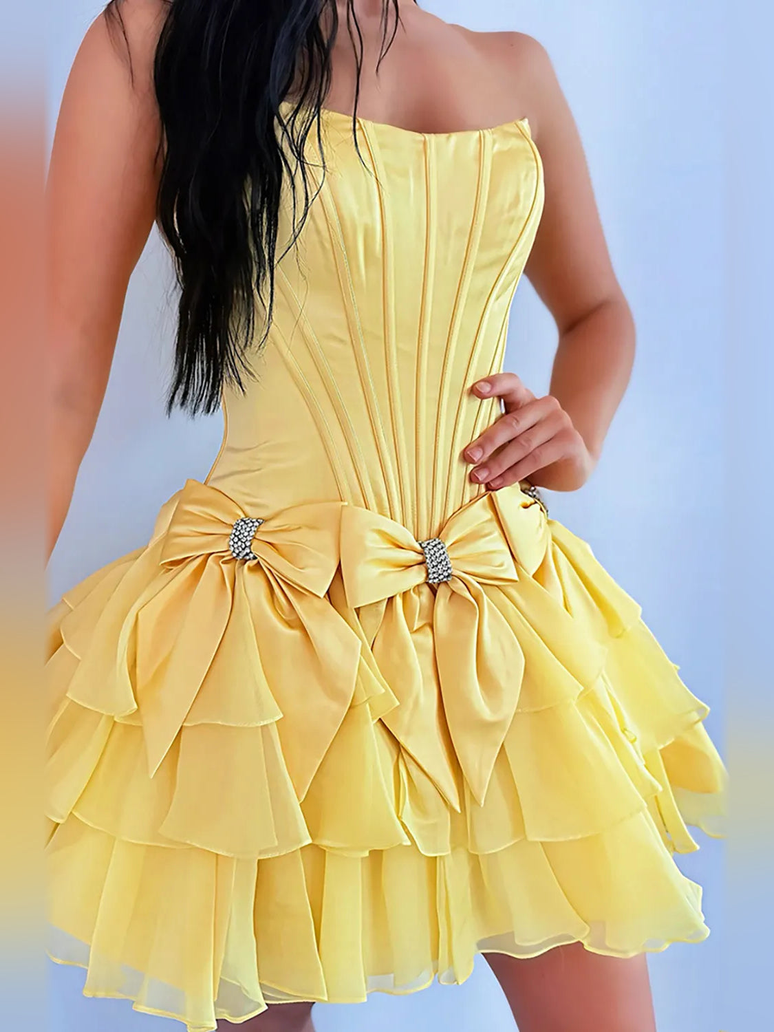 Pleated Bow Sweetheart A-Line Mini Satin Homecoming Dress for Autumn Reception
