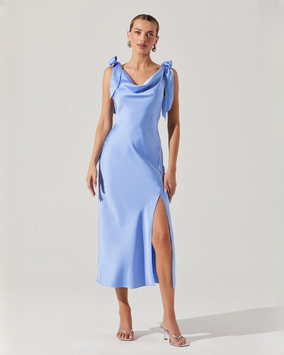 Modern Bridal Party Sleeveless Satin A-Line Maxi Bridesmaid Dress
