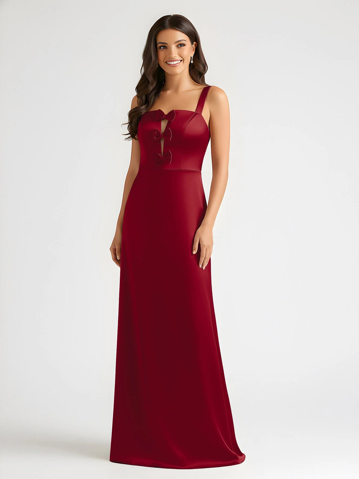 Draped Cut-Out Square Neck A-Line Maxi Satin Prom Dress for Prom Night