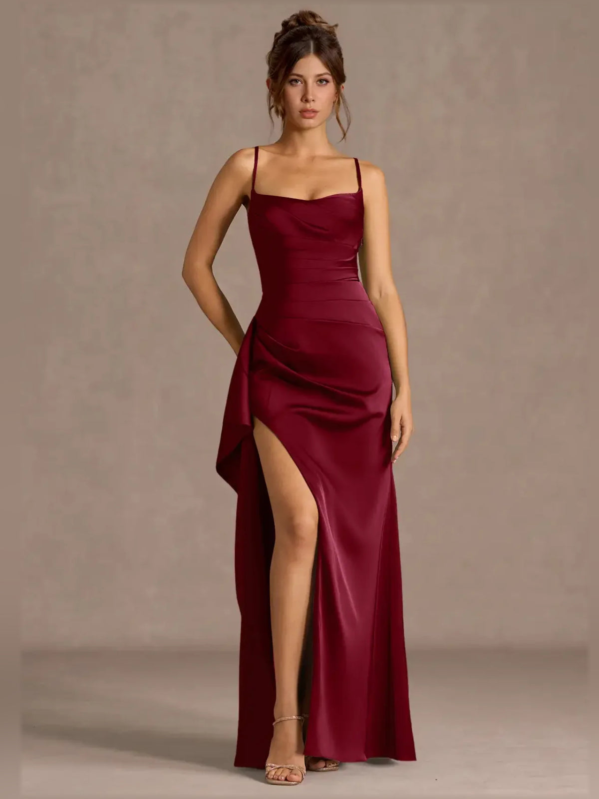 Sweetheart Spaghetti Strap Slit Floor-Length Women Formal Dress