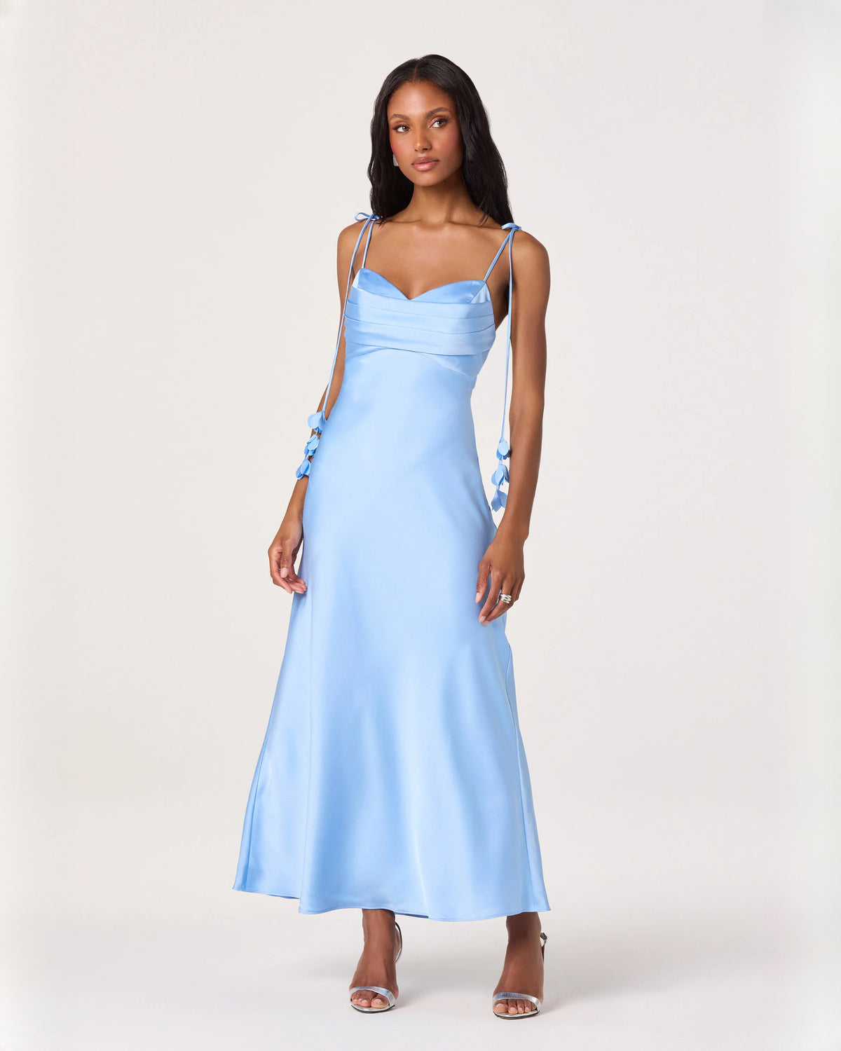 Refined Special Occasion Sleeveless Satin A-Line Maxi Bridesmaid Dress