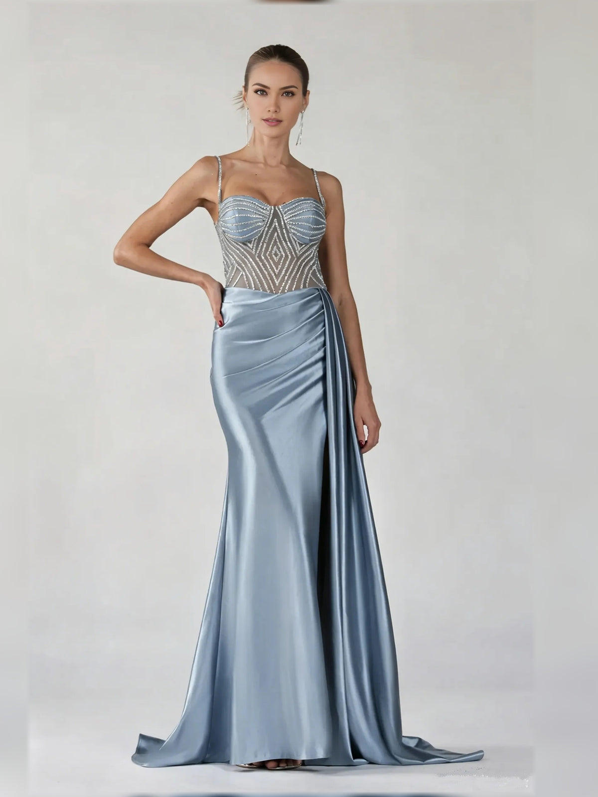 Sweetheart Spaghetti Strap Slit Floor-Length Formal Dress
