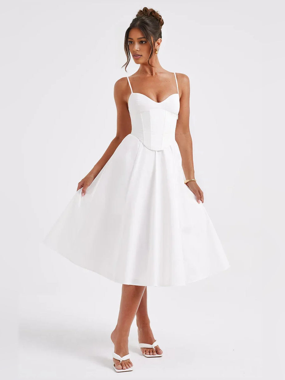 Sweetheart Corset A-Line Tea-Length Formal Dress