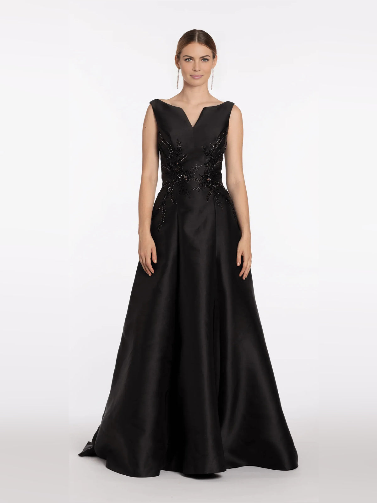 Floral Print V Neck Beading Floor-Length Formal Dress