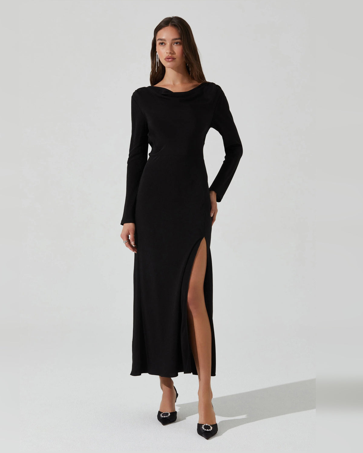 Cowl Neck A-Line Maxi Formal Dress for Opening Night