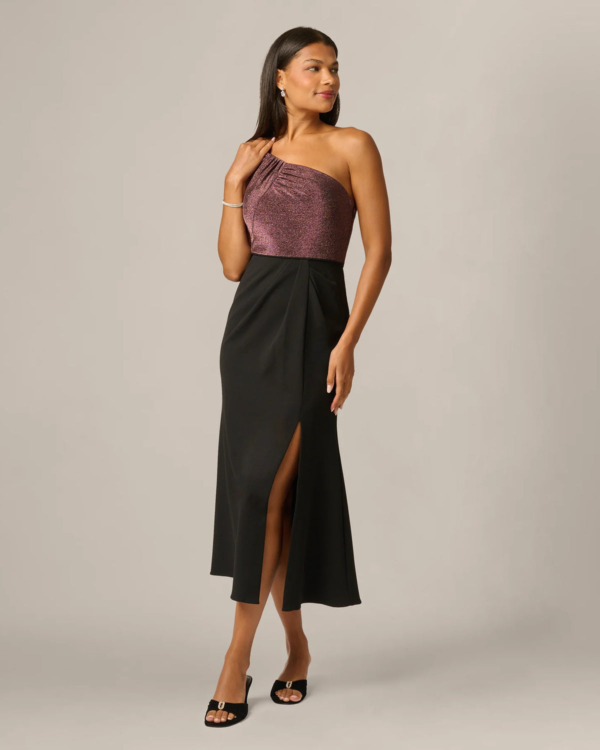 Embellished One-Shoulder A-Line Maxi Mother of the Bride Dress for Gala Reception