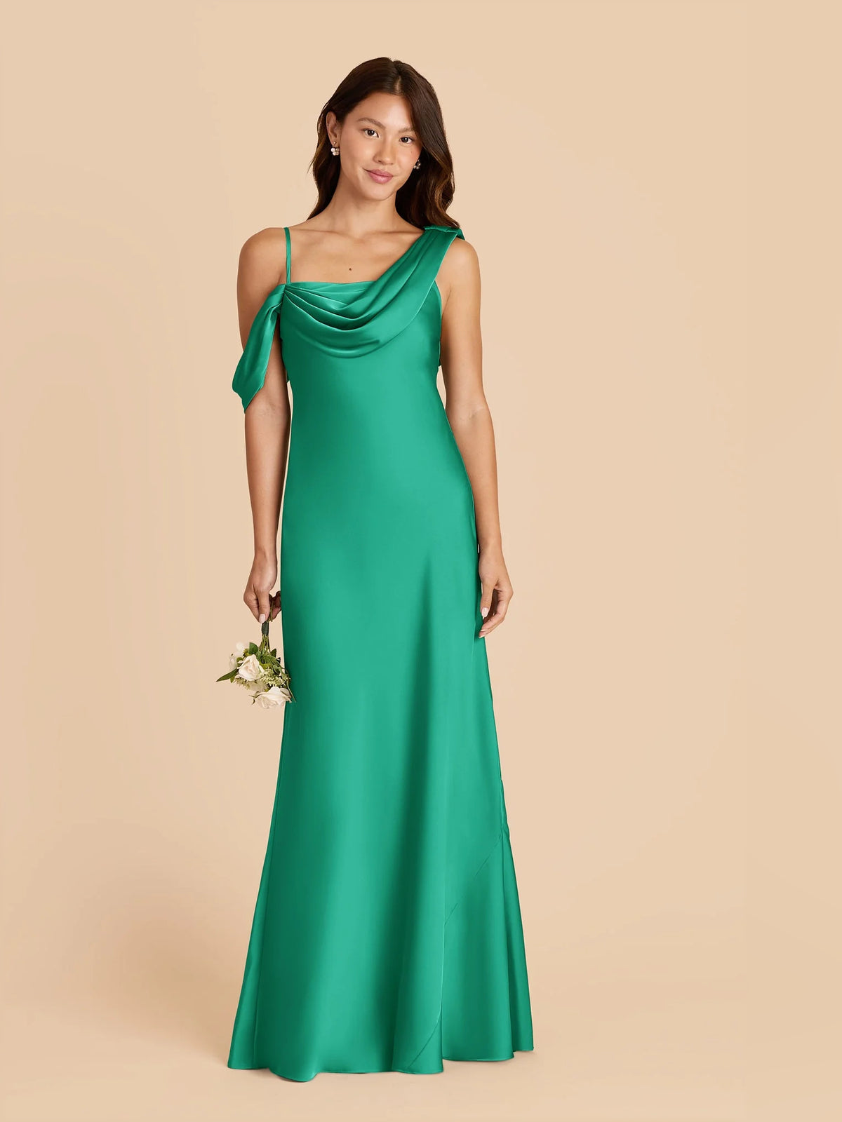 One-Shoulder A-Line Satin Floor-Length Formal Dress