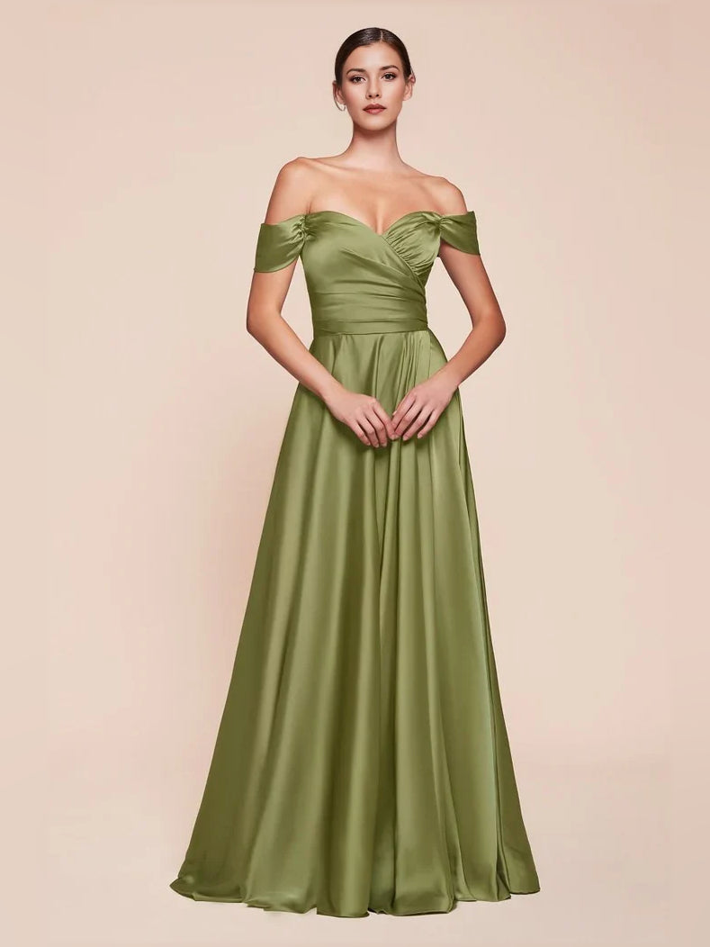 Ruched Slit Sweetheart A-Line Floor-Length Satin Prom Dress for Red Carpet Event