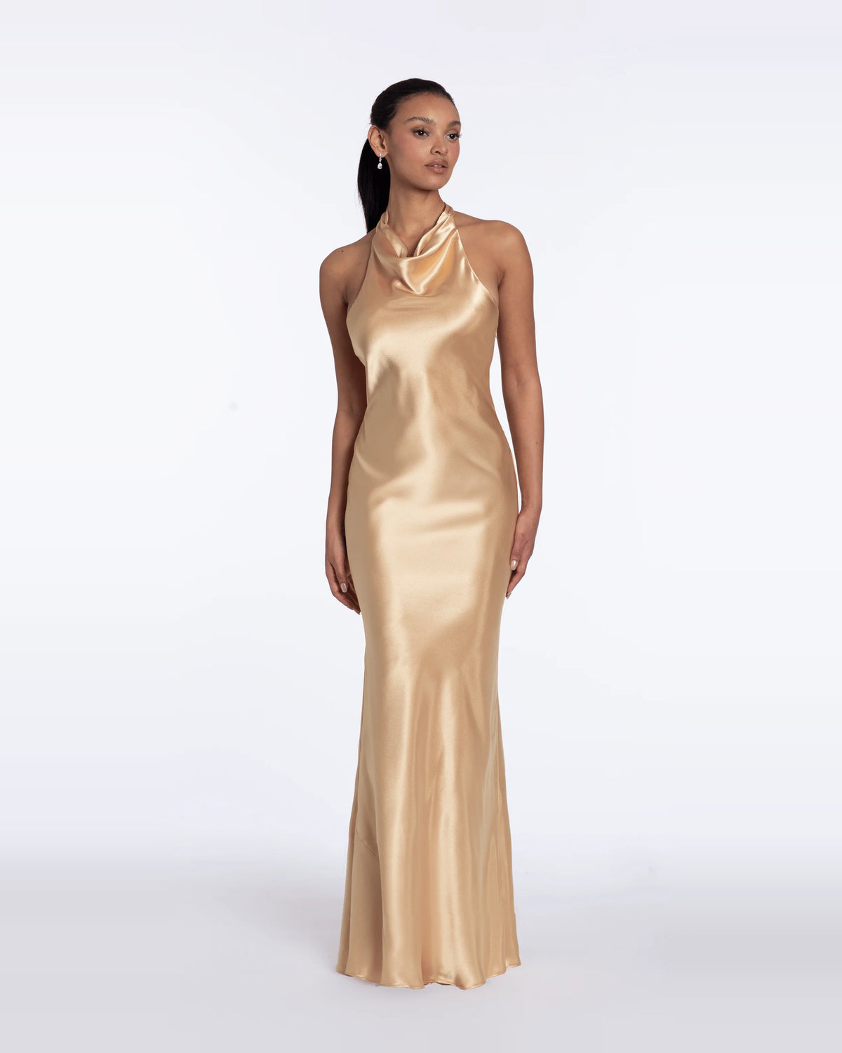 Halter Neck Column Maxi Prom Dress for Hotel Gala