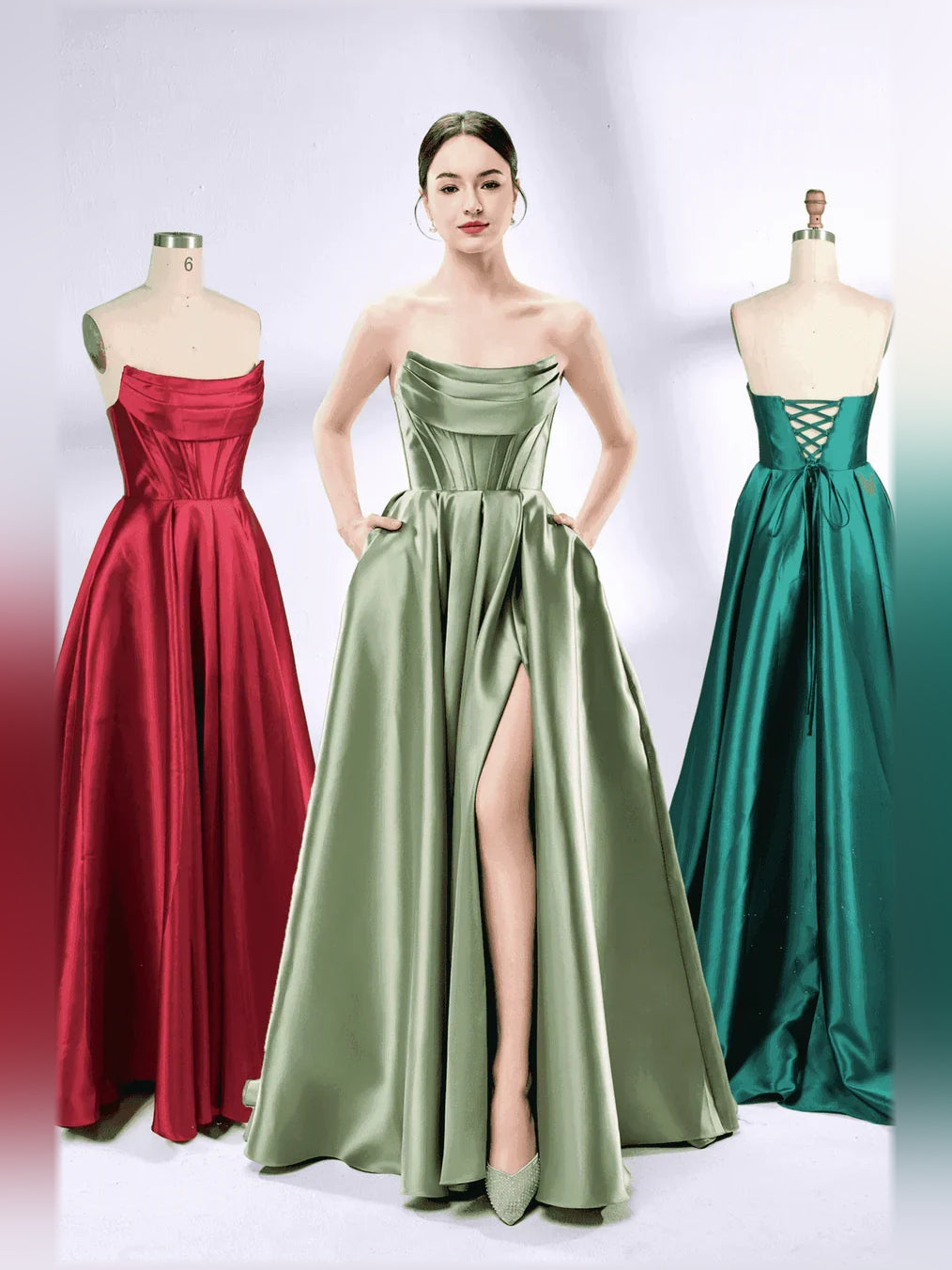 Strapless Corset Slit Floor-Length Stunning Formal Dress