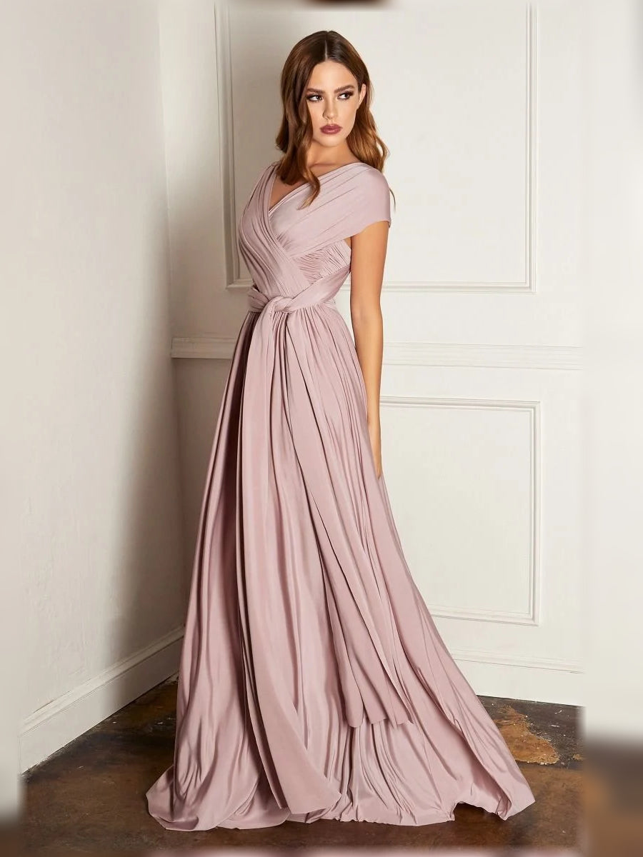 Halter Neck Ruching Pleats Floor-Length Formal Dress