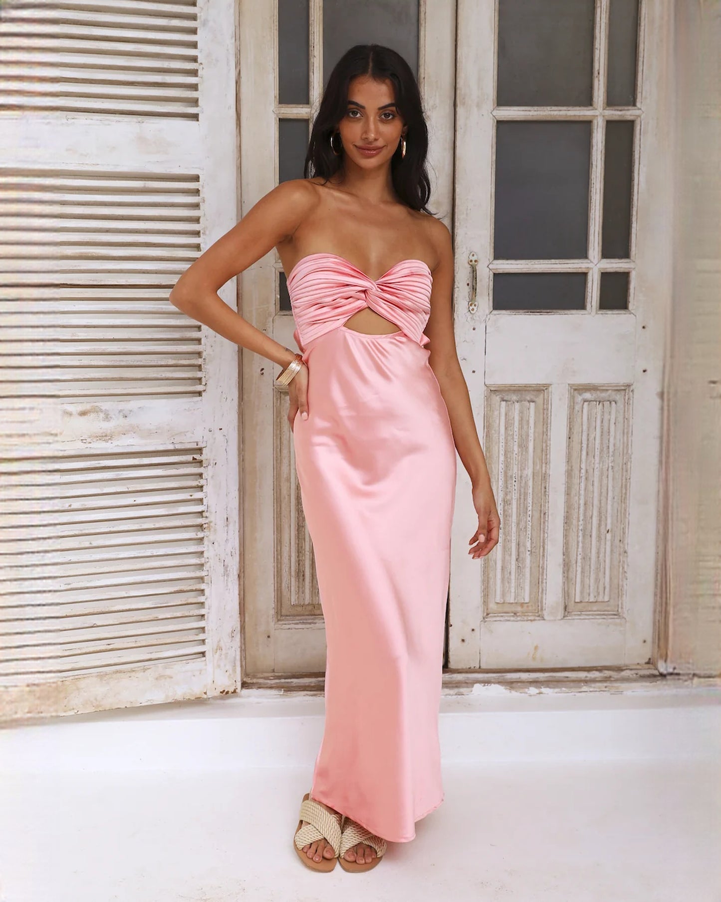 Sleek Bridal Celebration Sleeveless Satin A-Line Maxi Bridesmaid Dress