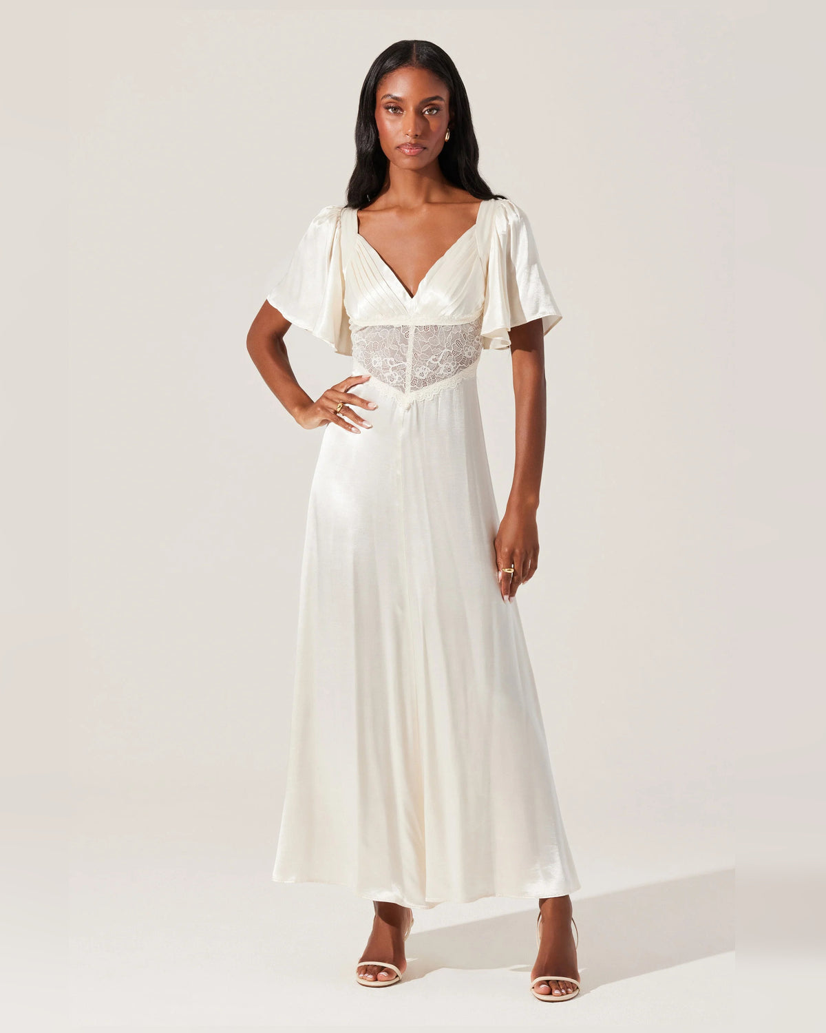 V-Neck A-Line Midi Formal Dress for College Formal