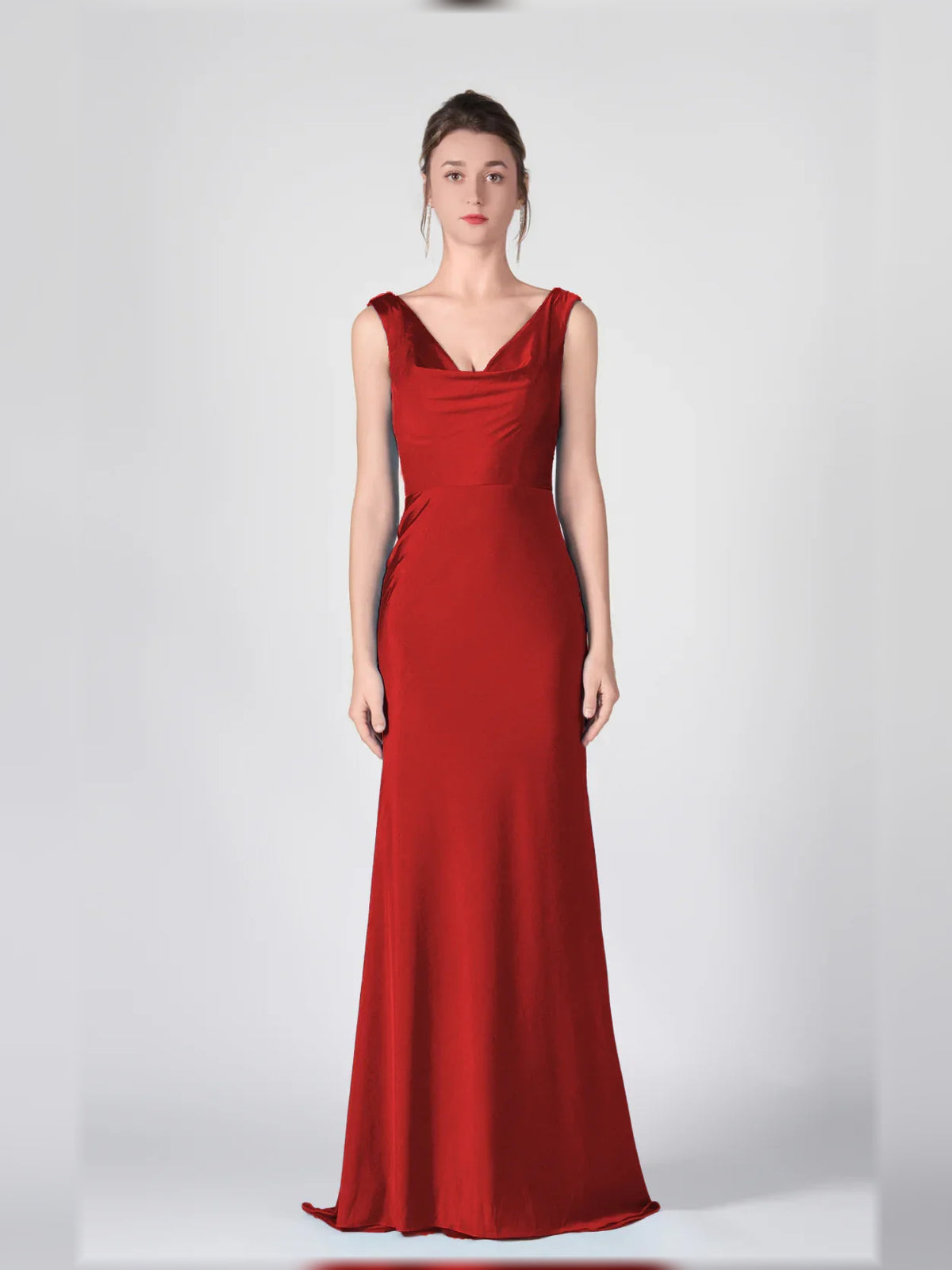 V Neck Open Back Mermaid Floor-Length Formal Dress