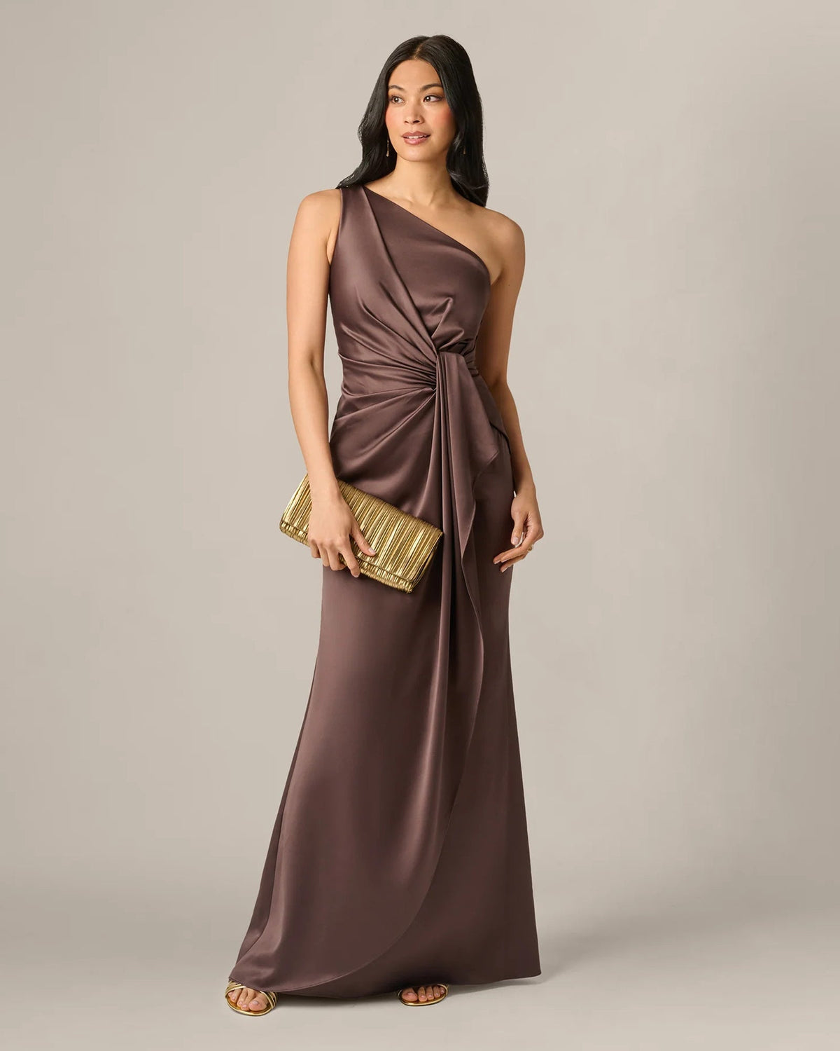one-shoulder a-line maxi mother of the bride dress - image 7