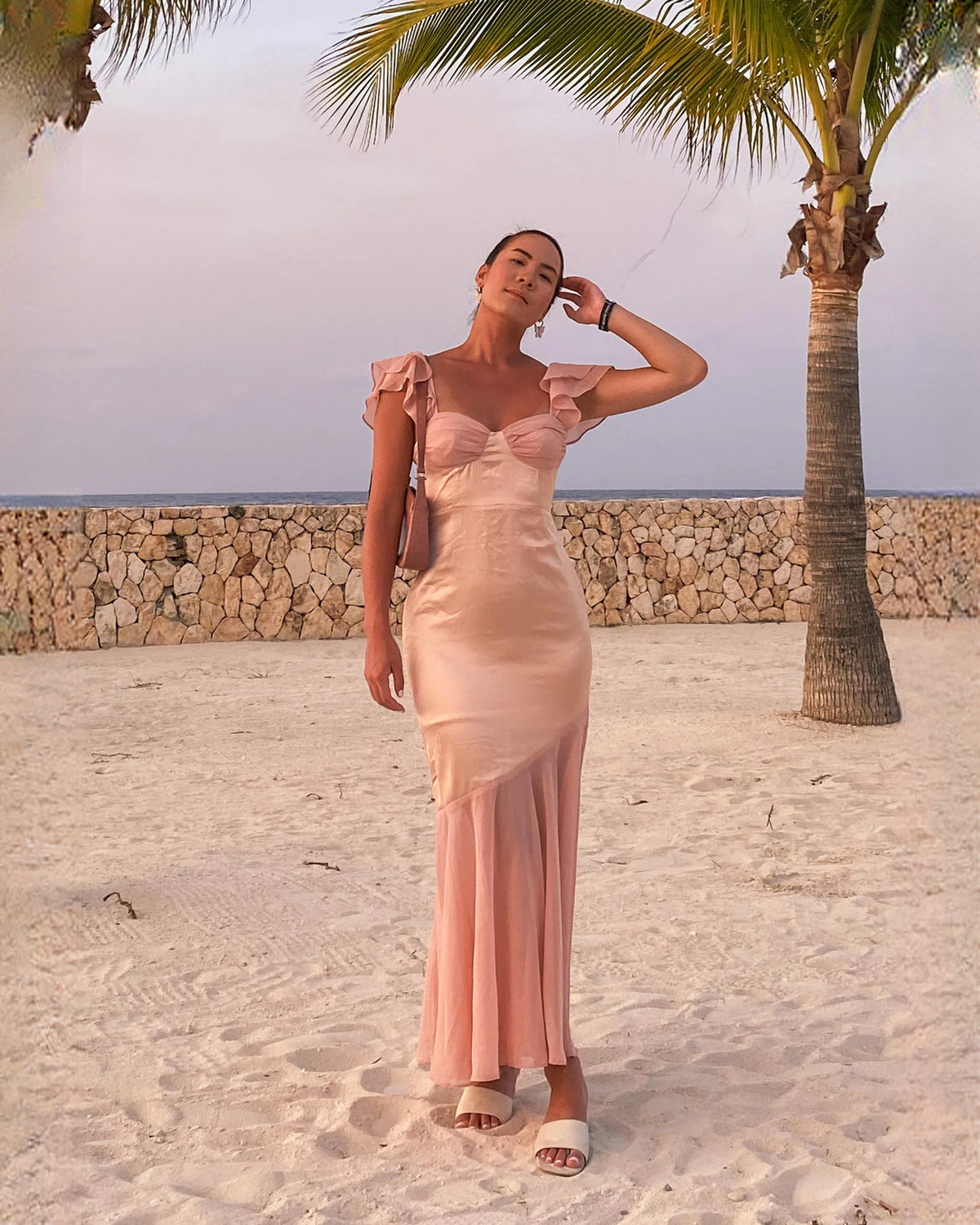 Modern Destination Wedding Ceremony Sleeveless Satin A-Line Maxi Bridesmaid Dress