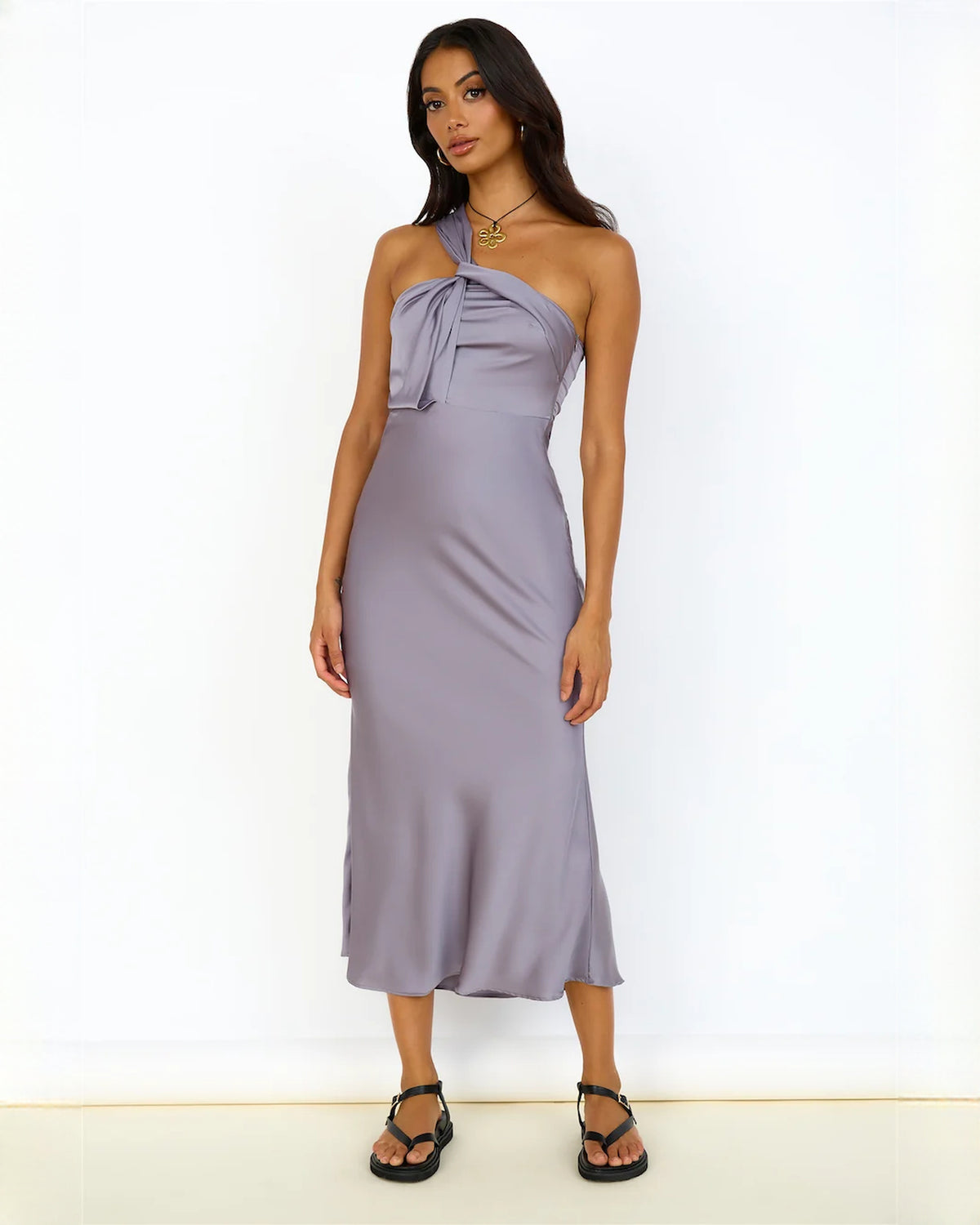 Sleeveless Satin A-Line Maxi Bridesmaid Dress for Registry Ceremony