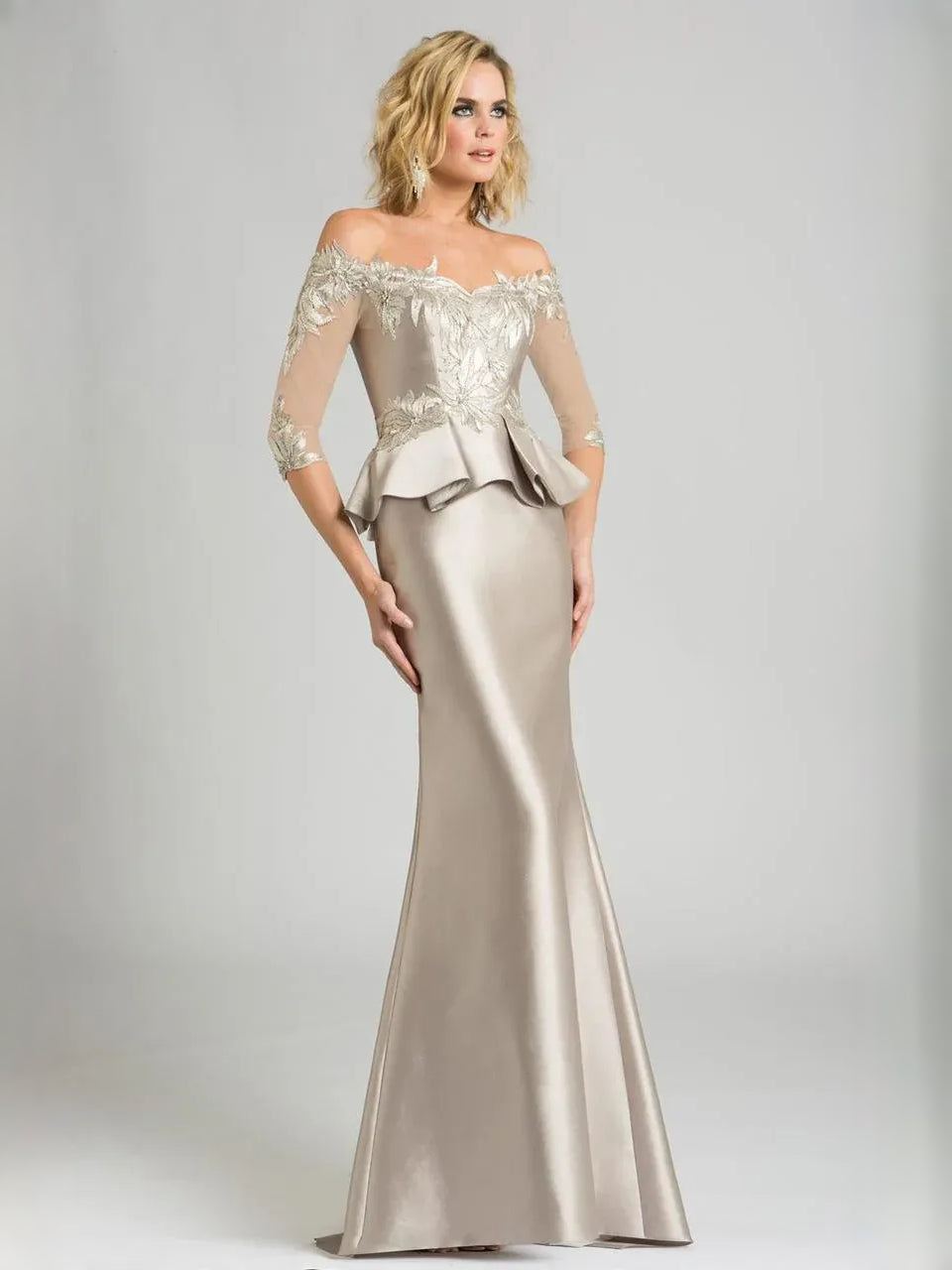 Floral Print Off-The-Shoulder Beading Floor-Length Formal Dress