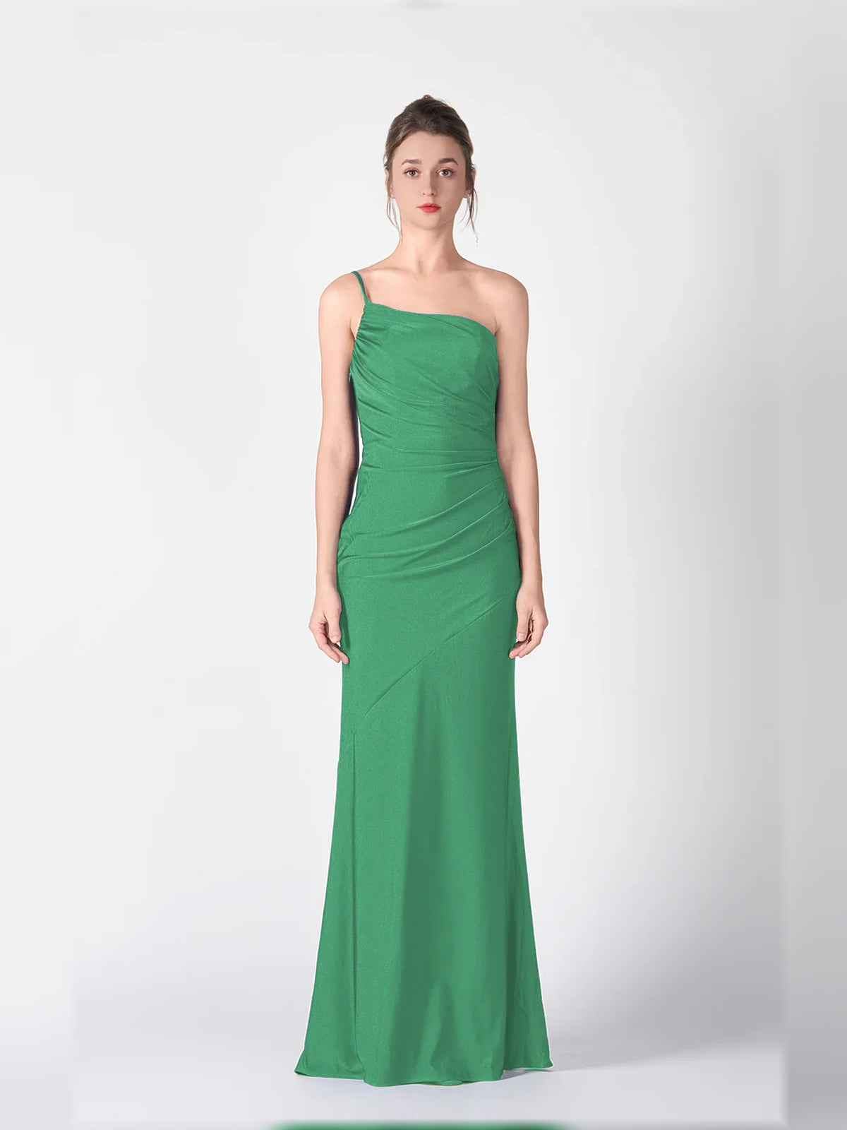 One-Shoulder Ruching Mermaid Floor-Length Elegant Formal Dress