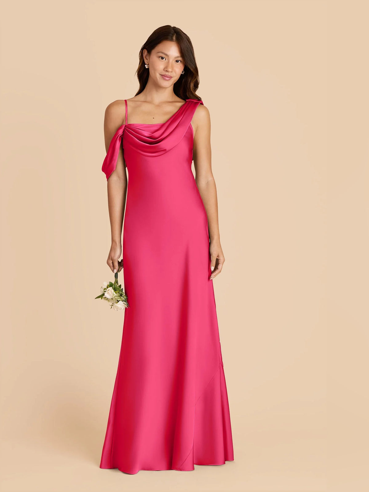 One-Shoulder A-Line Satin Floor-Length Formal Dress