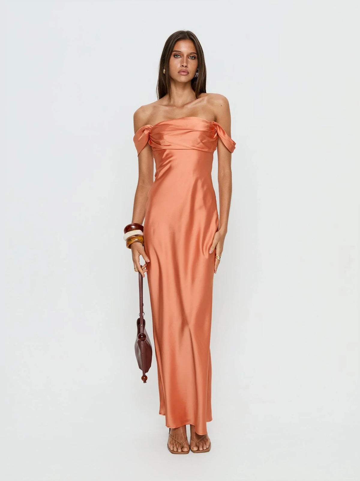 Off Shoulder Mermaid Maxi Satin Prom Dress for Pageant