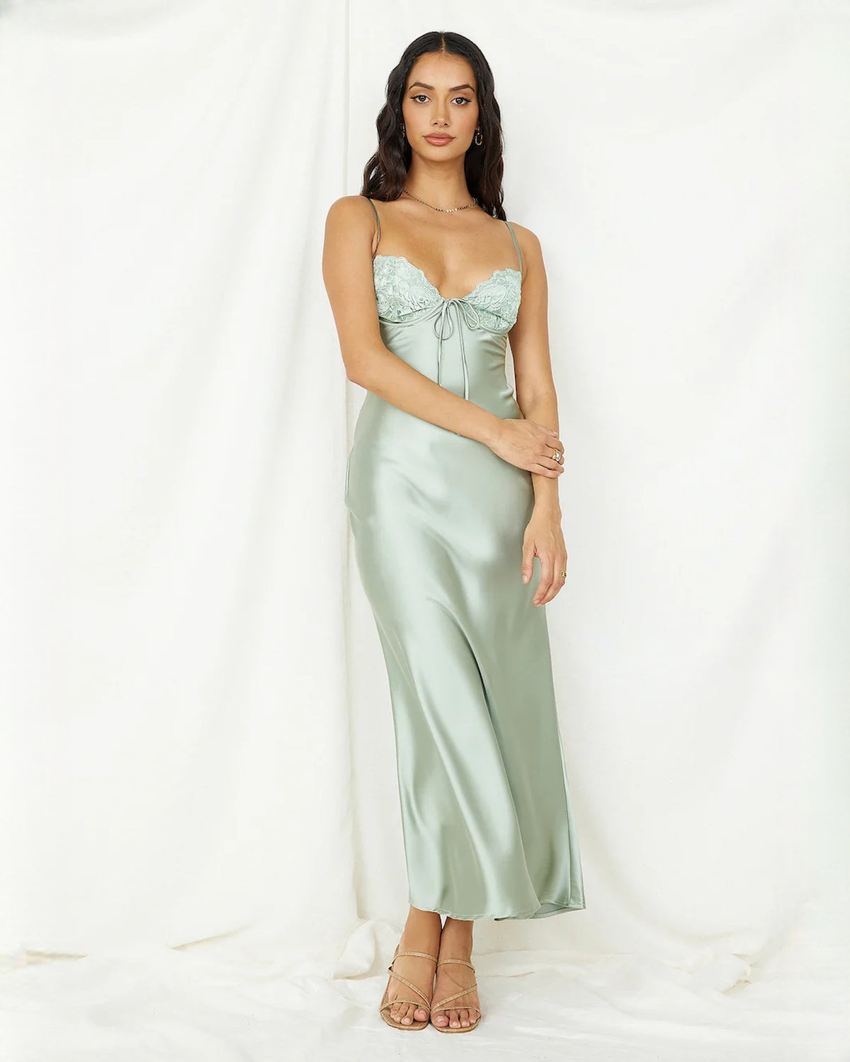 Sleeveless Satin A-Line Midi Bridesmaid Dress for Spring Wedding