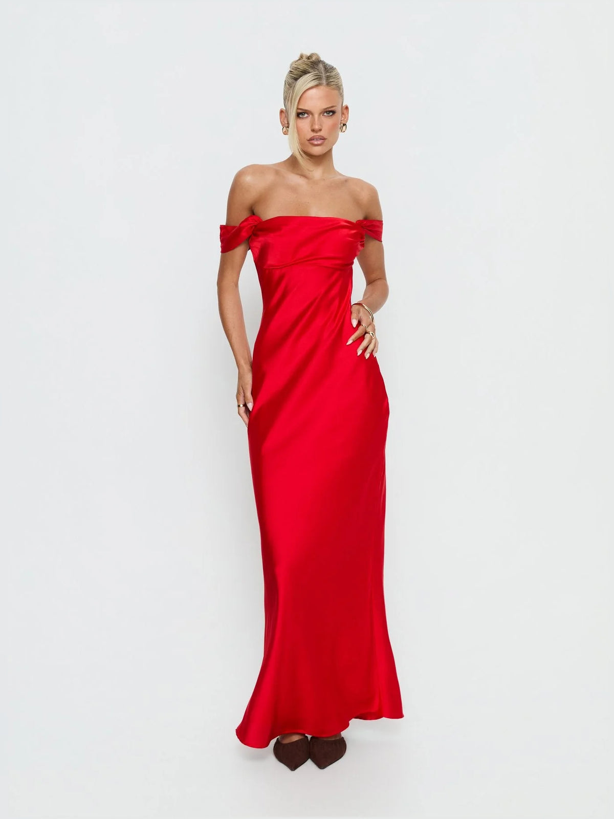 Off Shoulder Mermaid Maxi Satin Prom Dress for Pageant
