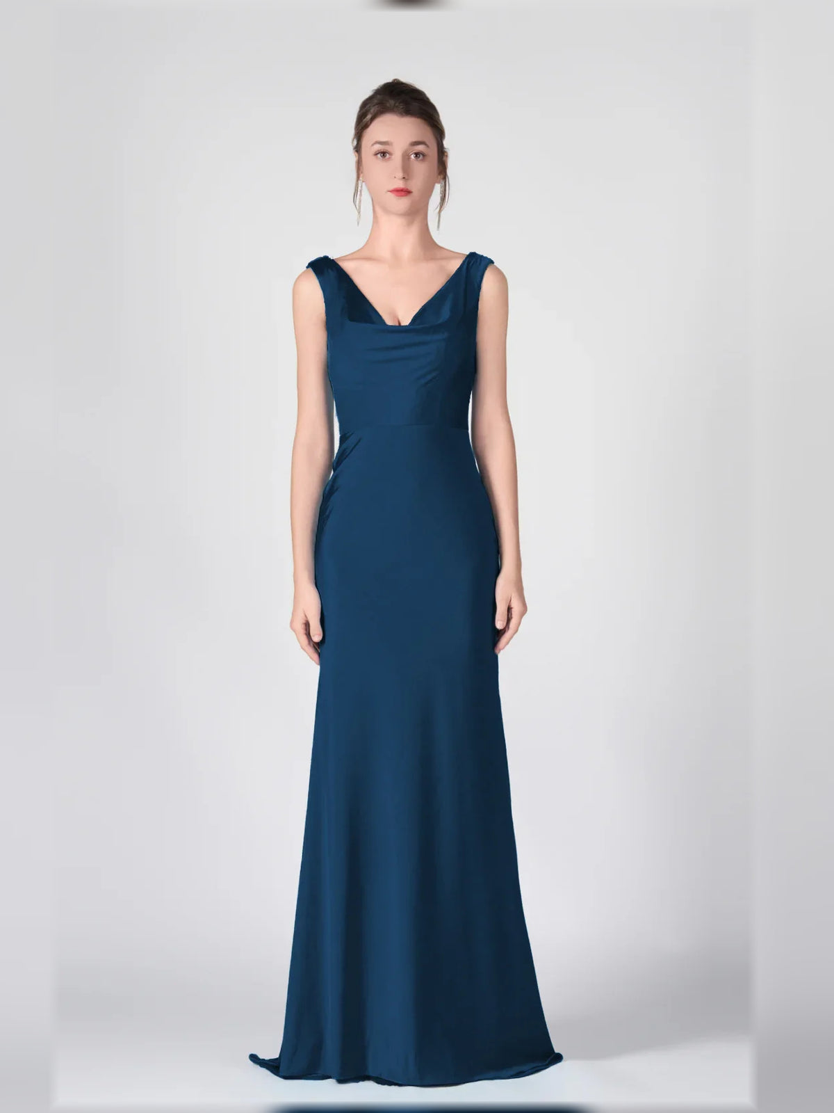 V Neck Open Back Mermaid Floor-Length Formal Dress