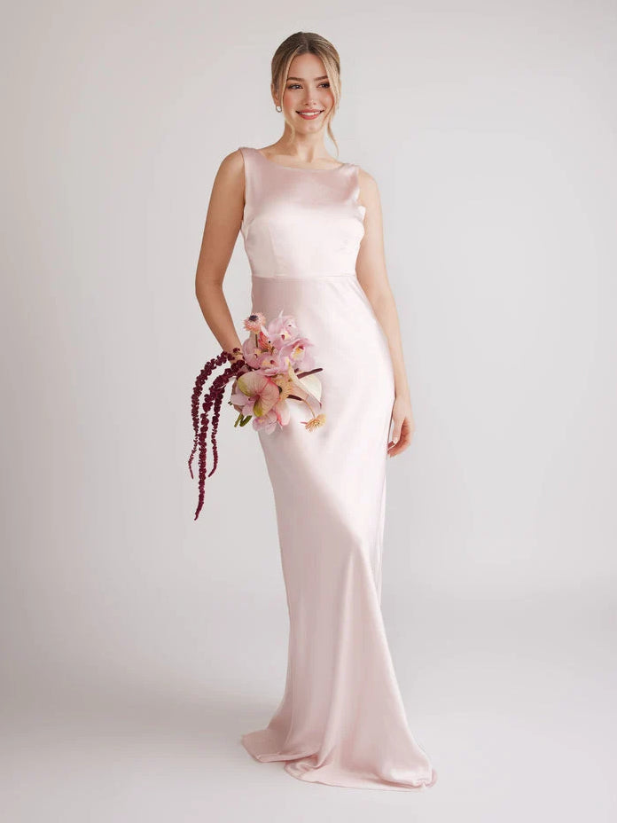 Cowl Neck Mermaid Floor-Length Chiffon Bridesmaid Dress for Church Wedding