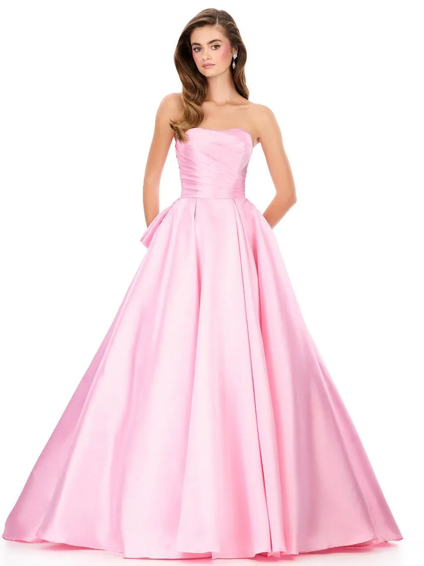 Ruched Draped Sweetheart A-Line Maxi Satin Prom Dress for Ballroom Event
